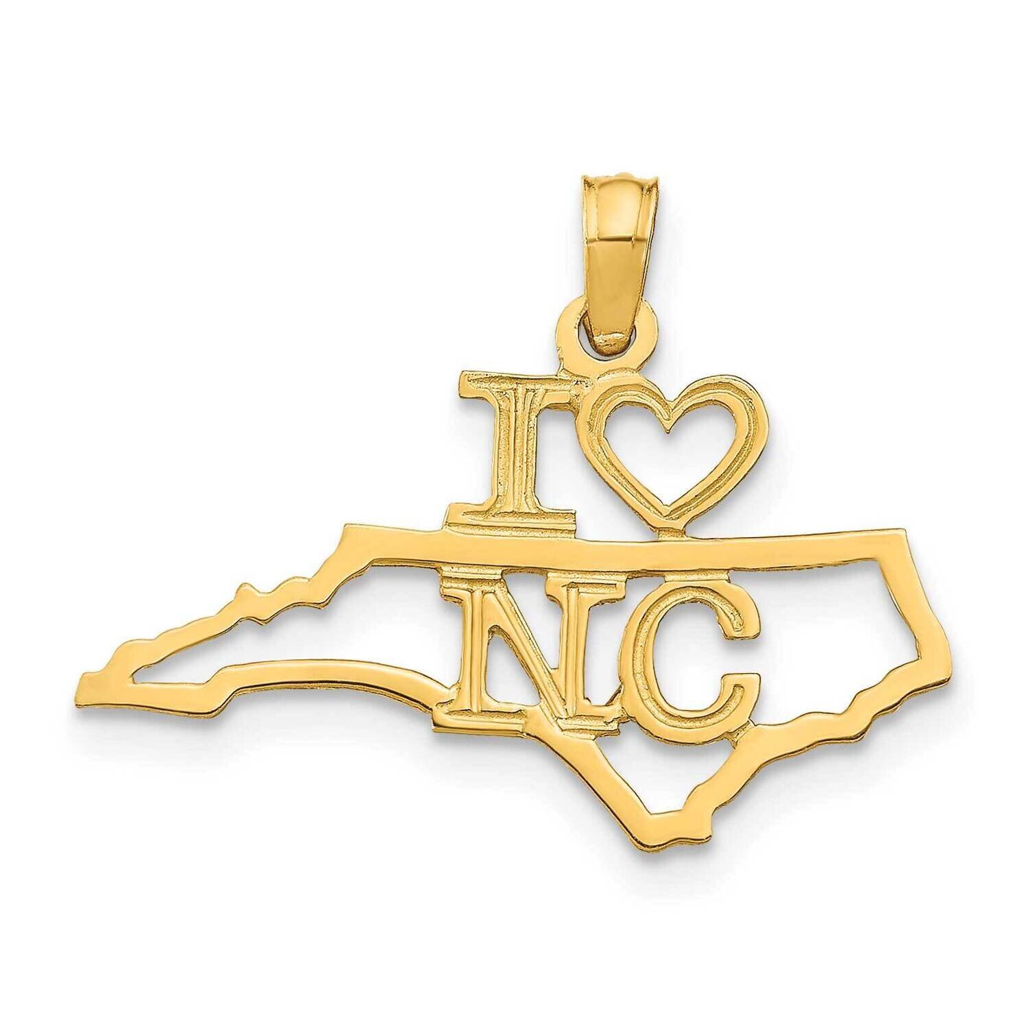 North Carolina State Pendant 14k Gold Solid D1175
