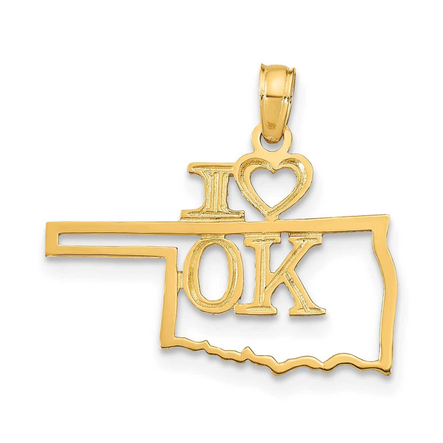 Oklahoma State Pendant 14k Gold Solid D1183