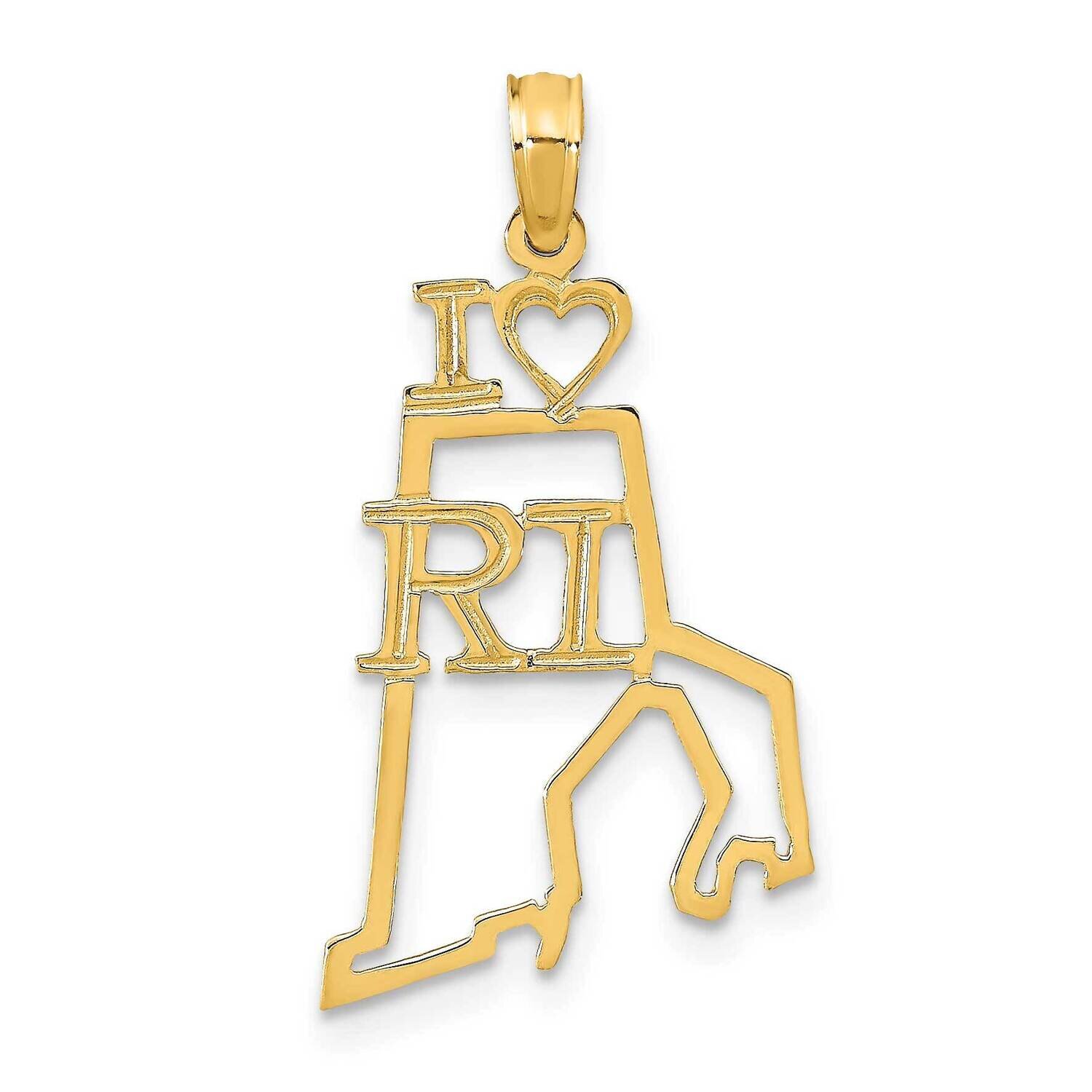 Rhode Island State Pendant 14k Gold Solid D1186