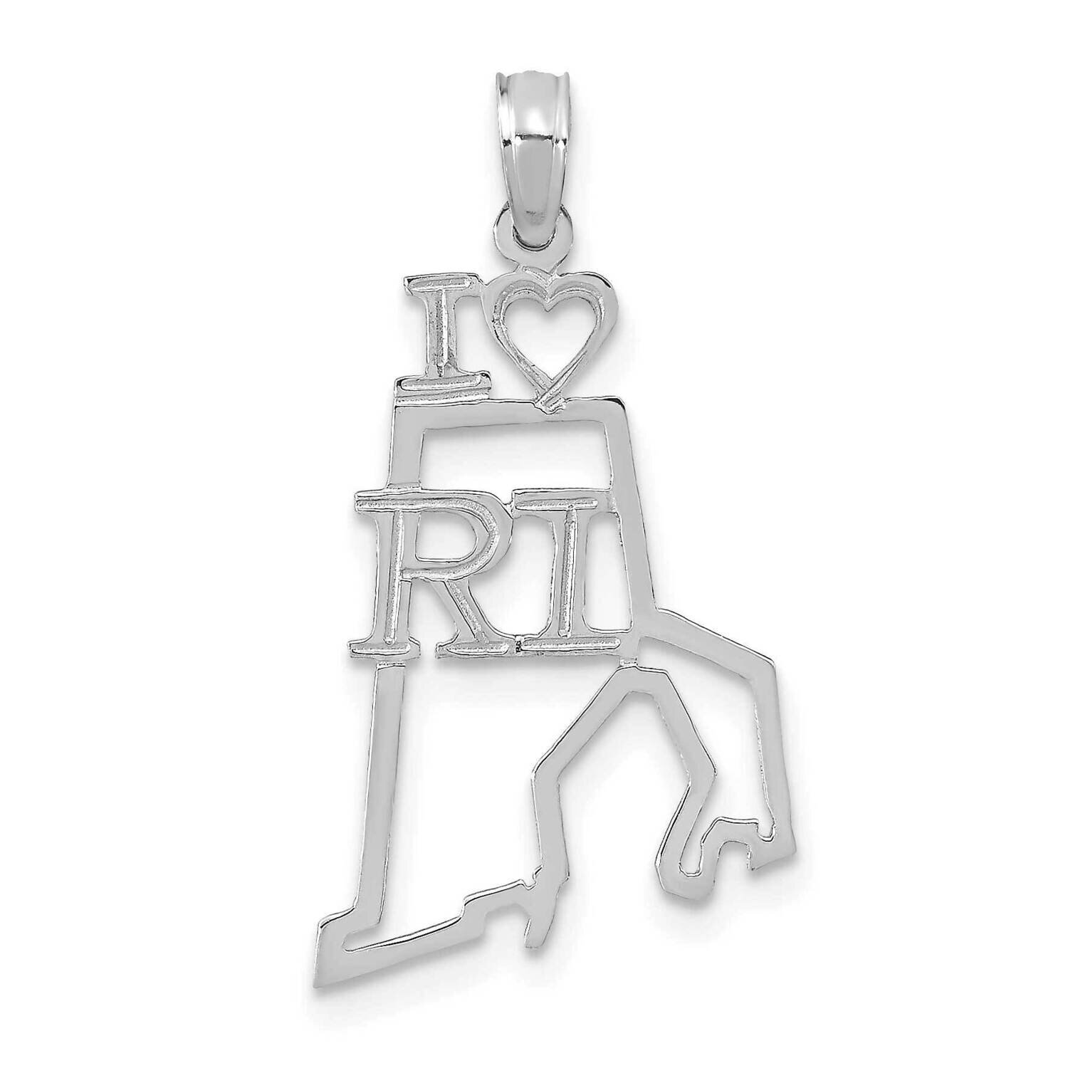 Rhode Island State Pendant 14k White Gold Solid D1186W