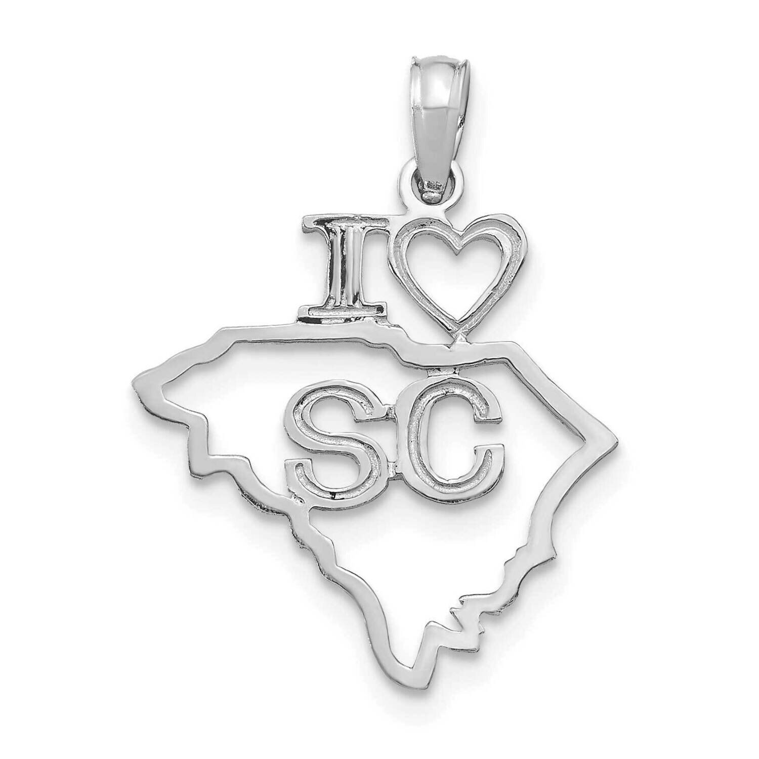 South Carolina State Pendant 14k White Gold Solid D1187W