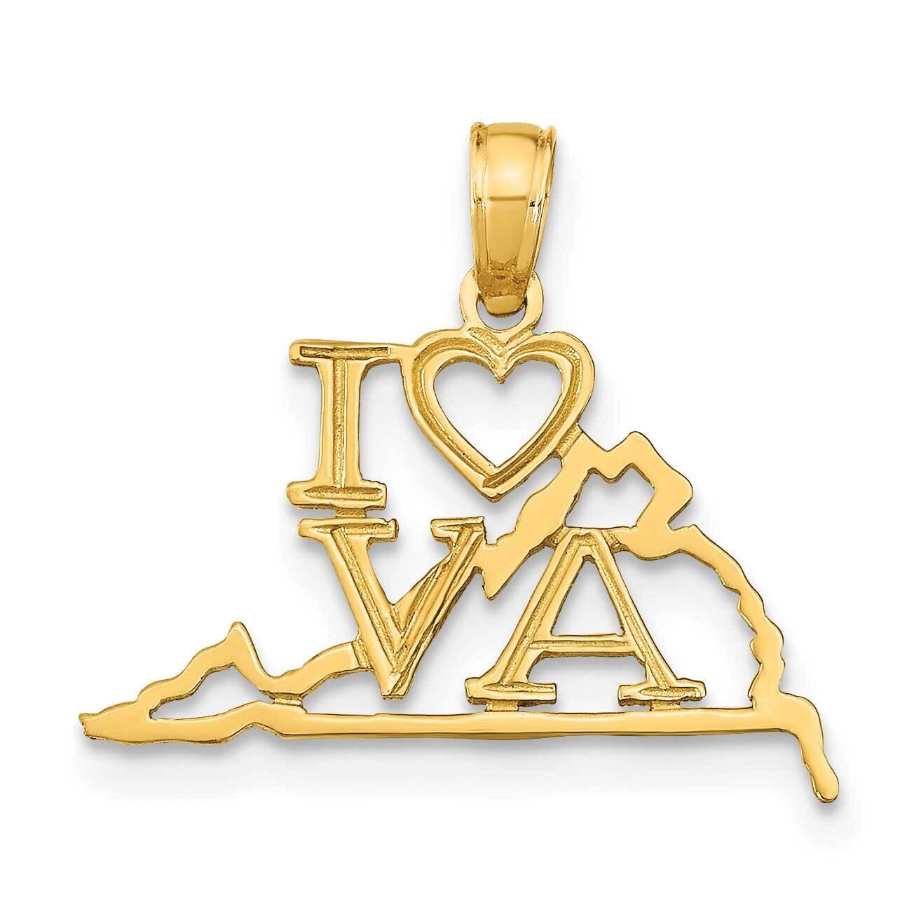 Virginia State Pendant 14k Gold Solid D1192