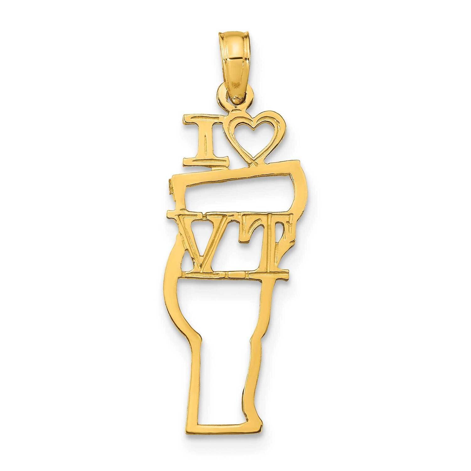 Vermont State Pendant 14k Gold Solid D1193, MPN: D1193,