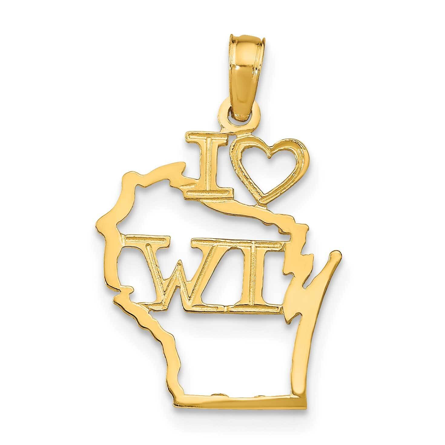 Wisconsin State Pendant 14k Gold Solid D1195, MPN: D1195,