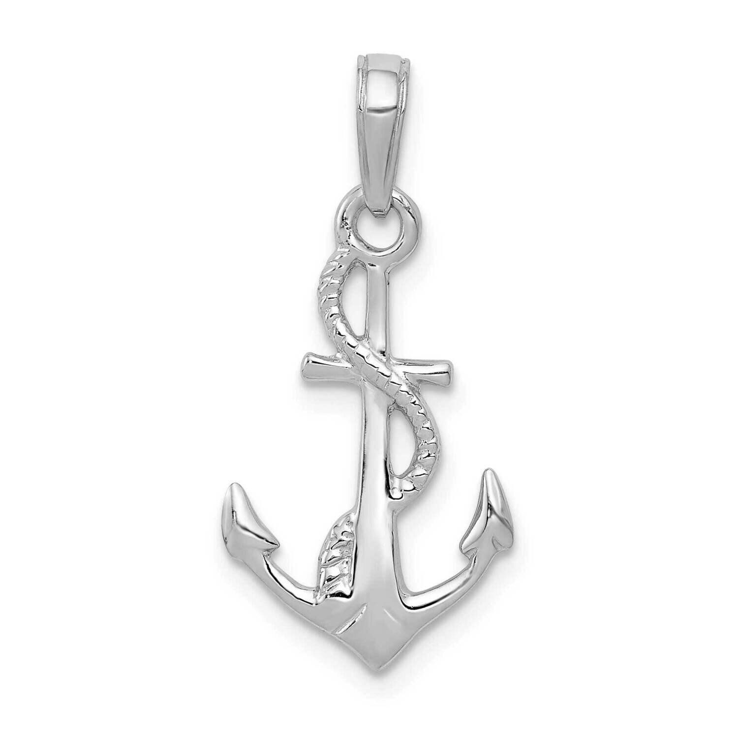 Polished 3-Dimensional Anchor Pendant 14k White Gold Solid D1360W