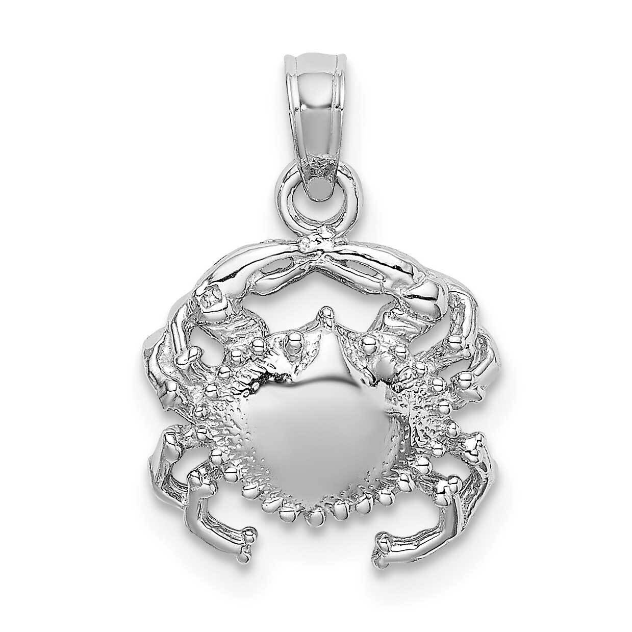 2-D White Crab Charm 14k White Gold D1385W