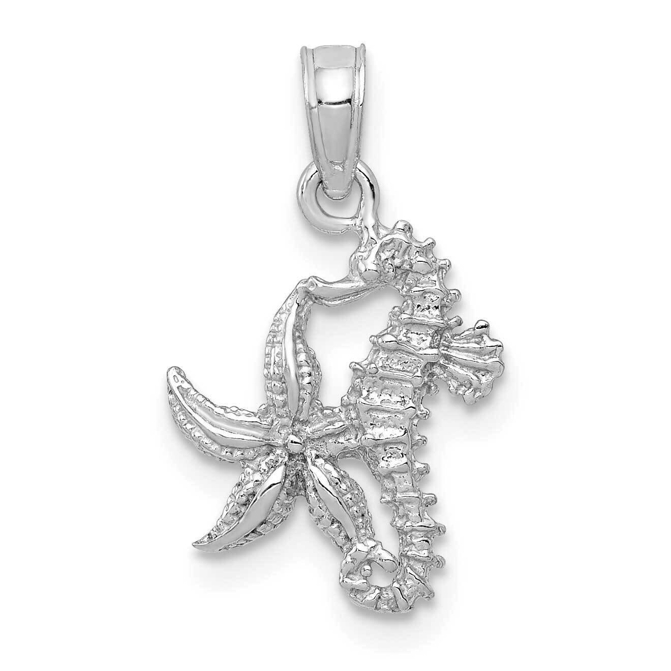 Seahorse Starfish Pendant 14k White Gold Solid D1394W, MPN: D1394W, 637218126194