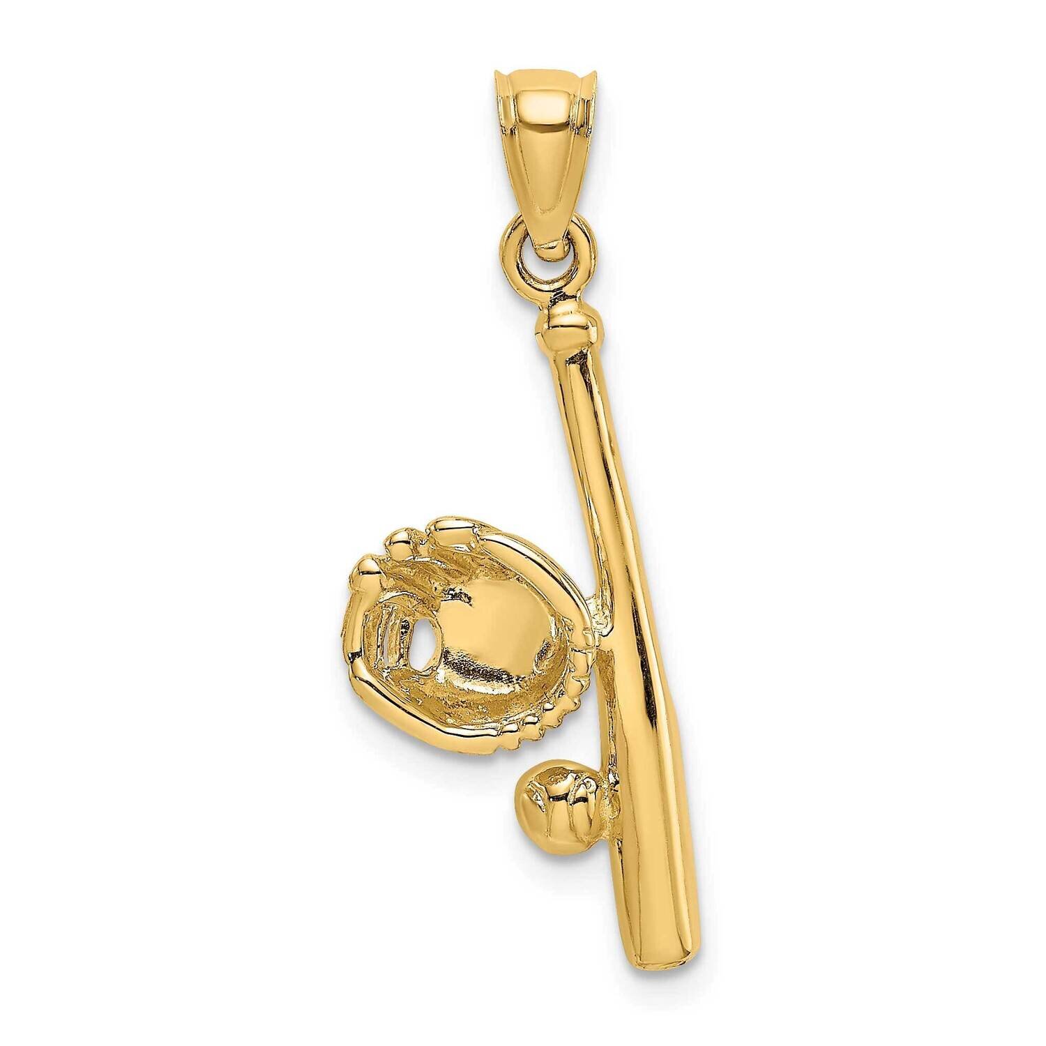 Open-Backed Glove Bat Ball Baseball Charm 14k Gold Solid D1461, MPN: D1461, 637218098712