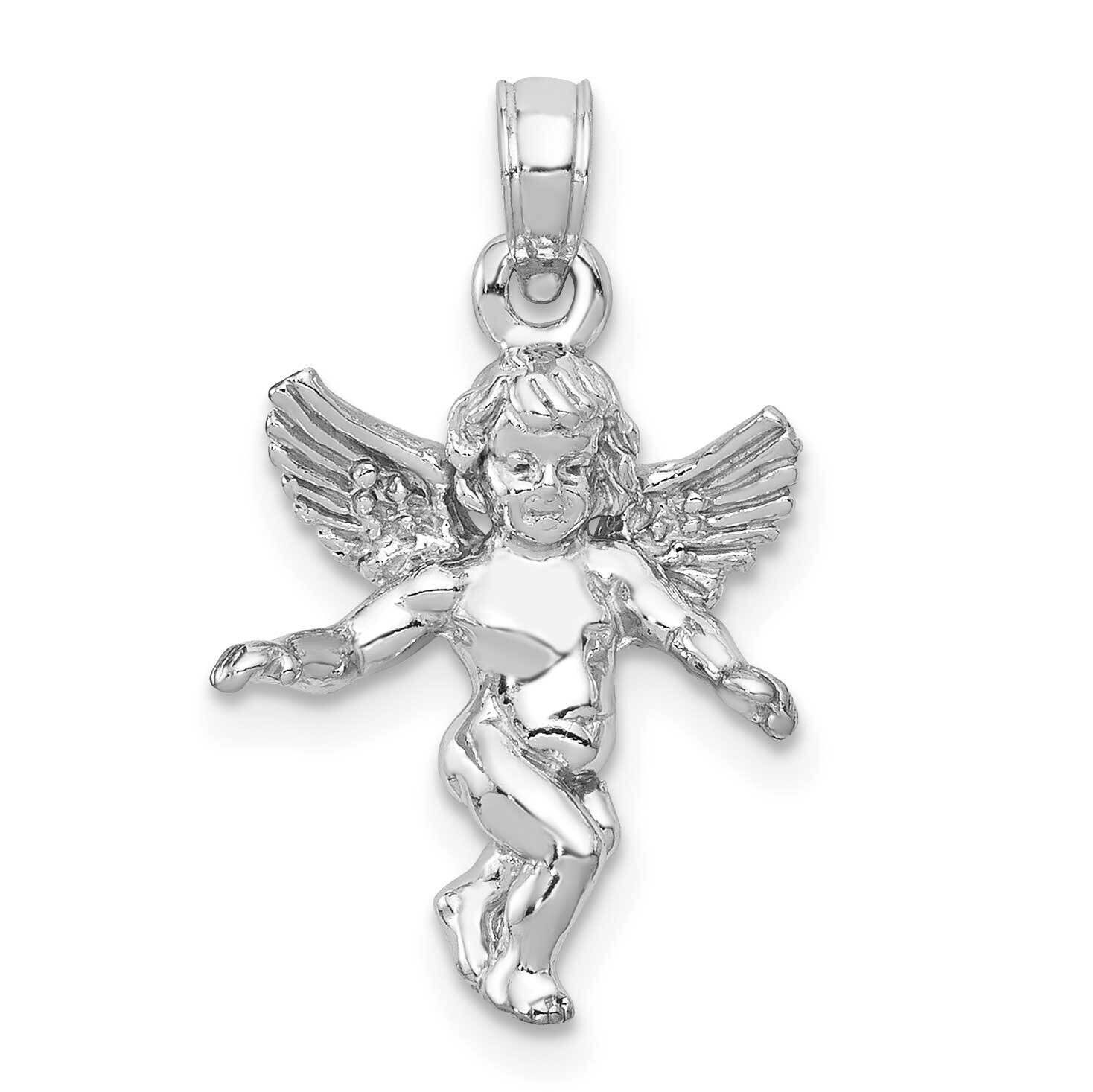 Solid Angel Pendant 14k White Gold Polished D1512W