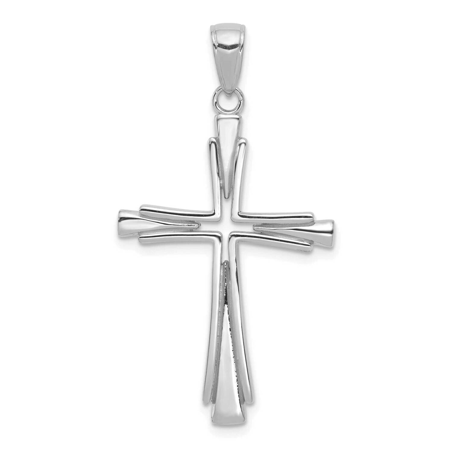 Solid Cross Pendant 14k White Gold Polished D1541W