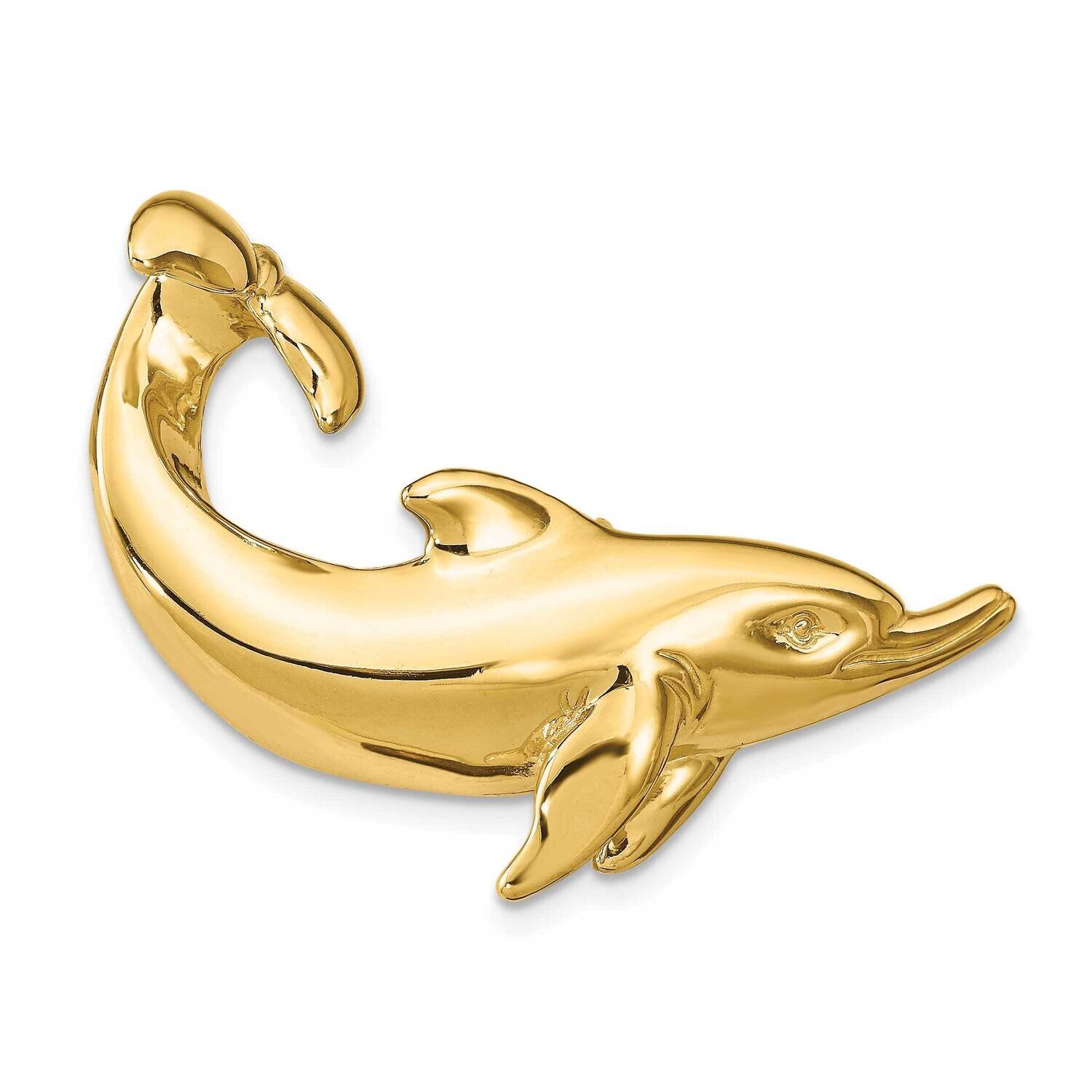 Dolphin with Tail Up Slide 14k Gold D2845
