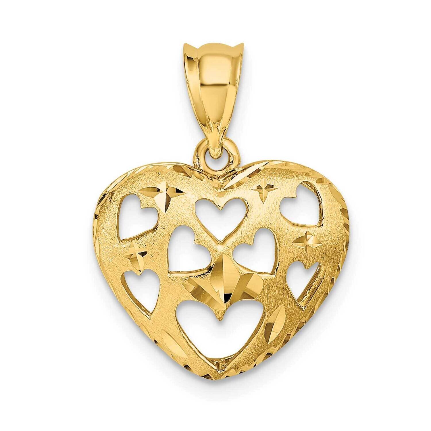Hearts On Heart Charm 14k Gold Cut-out D3833