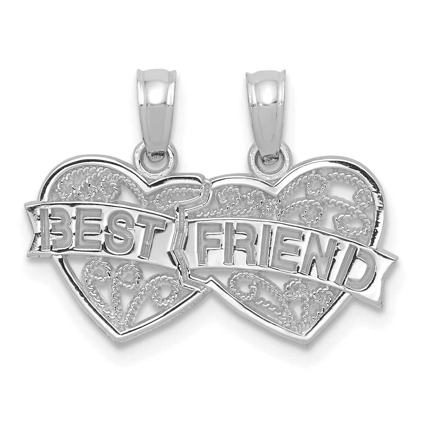 Best Friend Breakable Double Hearts Pendant 14k White Gold D3891W, MPN: D3891W, 637218153268