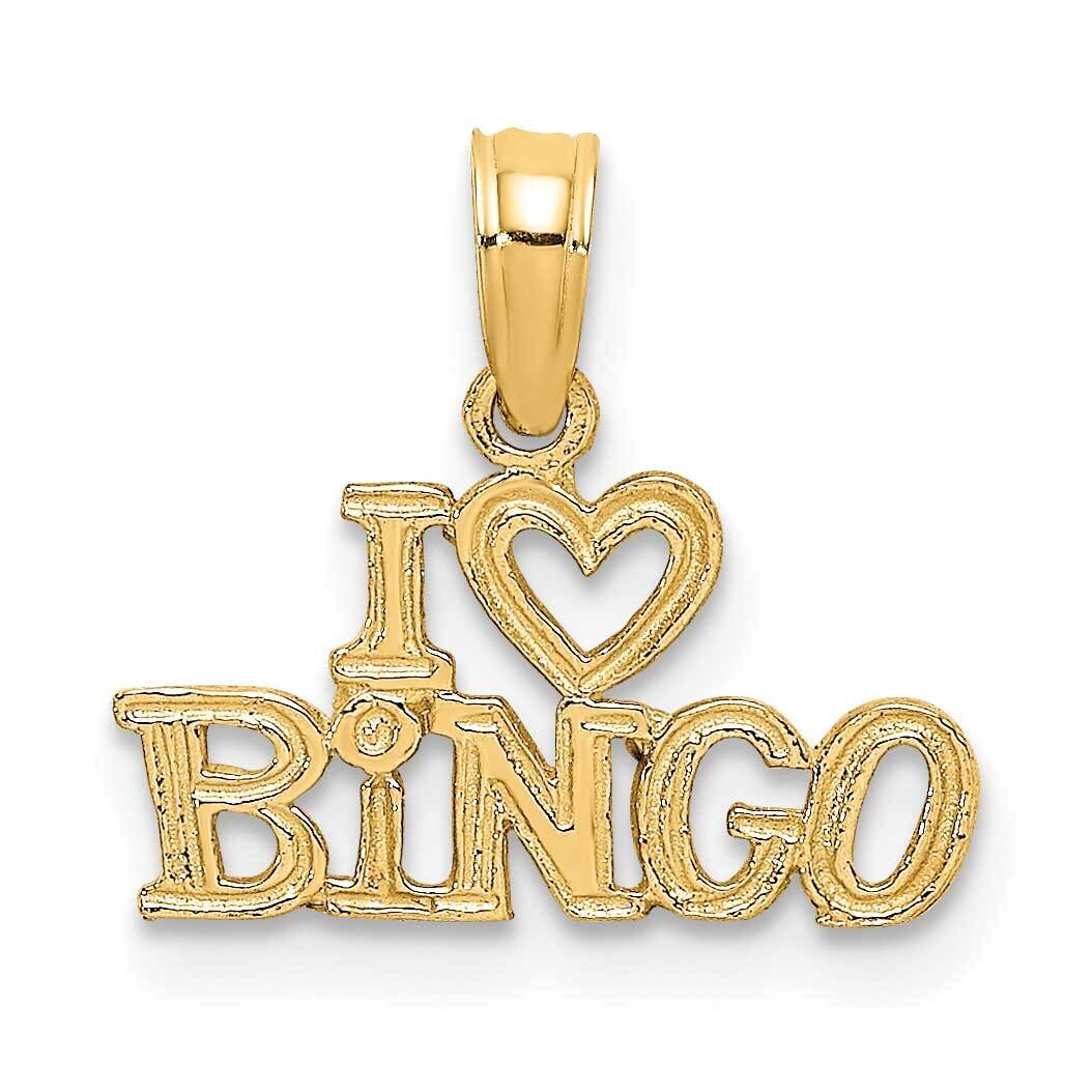 I Love Bingo Charm 14k Gold Polished & Textured D3905