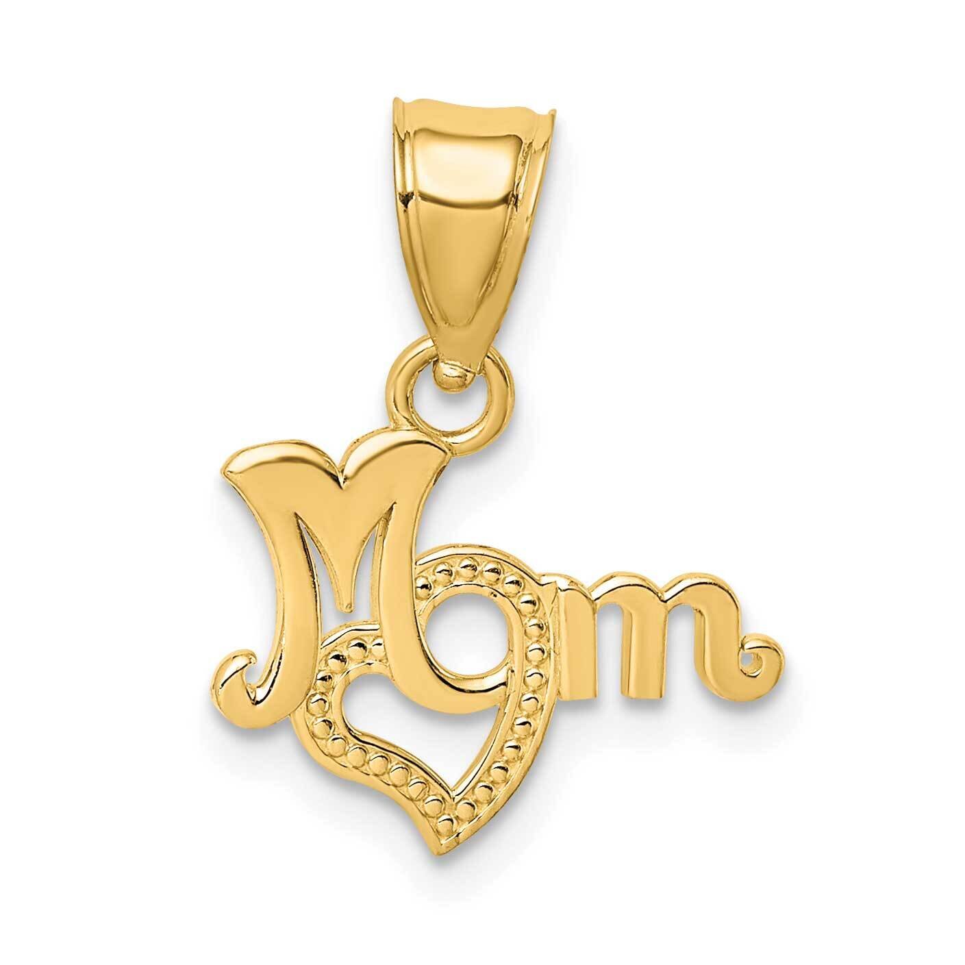 Mom with Heart Charm 14k Gold D3938