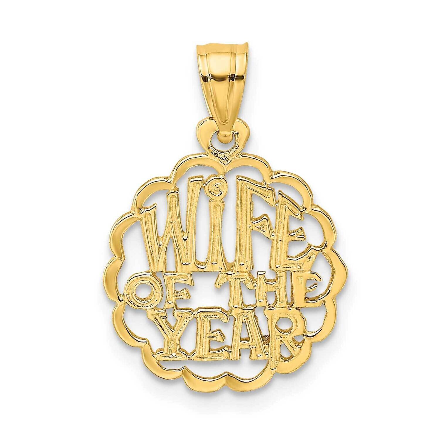 Wife of The Year Charm 14k Gold D3970