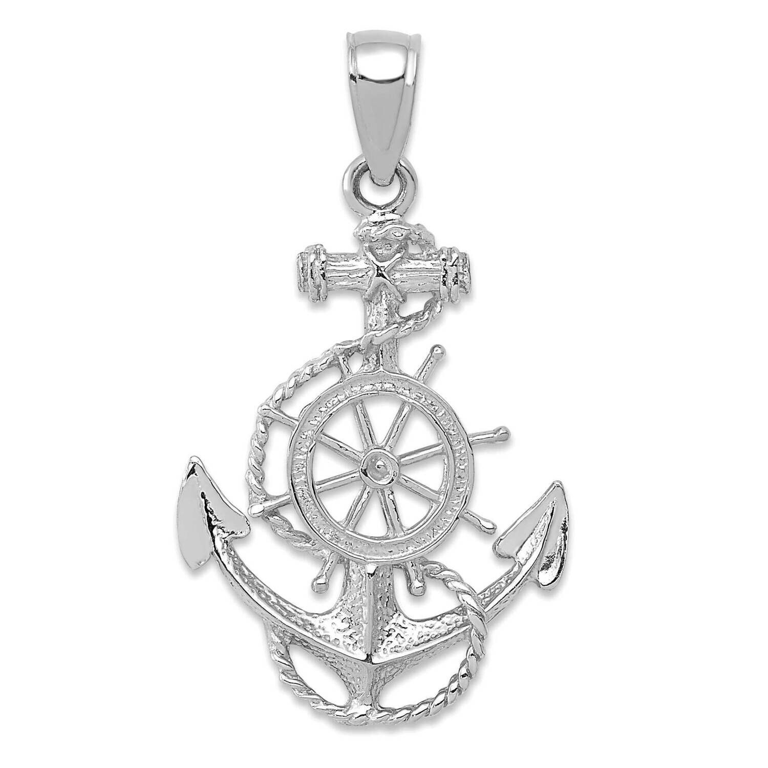 Anchor and Wheel Pendant 14k White Gold D4163W