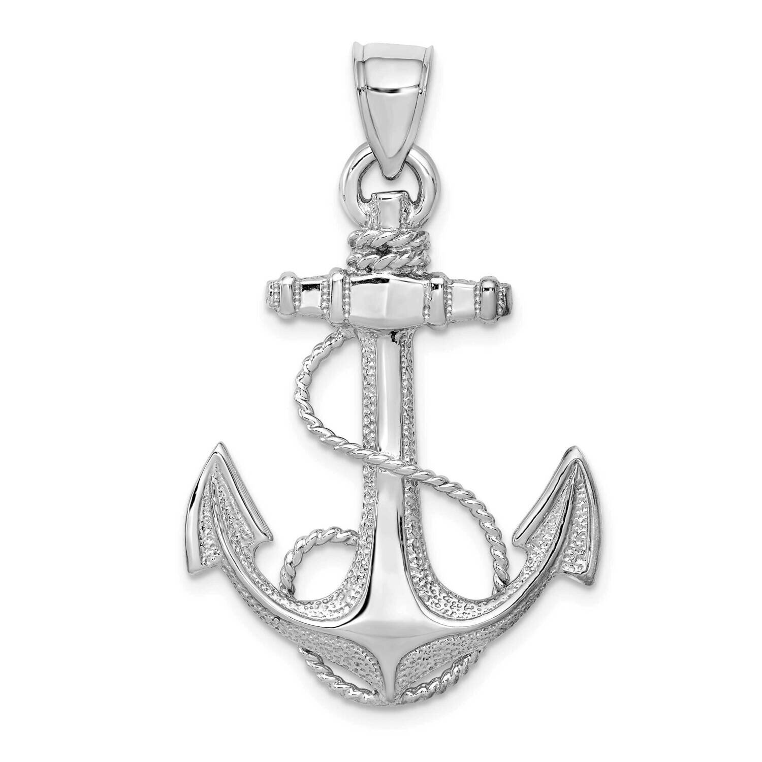 Anchor with Rope Pendant 14k White Gold D4165W, MPN: D4165W, 637218171828