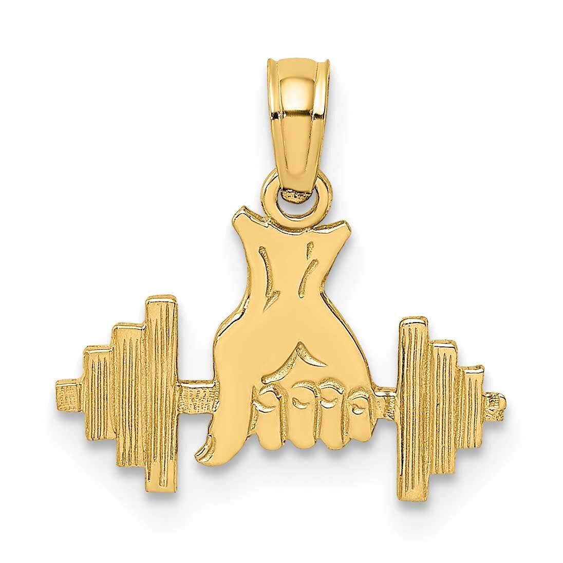 Hand Holding Barbell Charm 14k Gold D4266, MPN: D4266, 637218019151