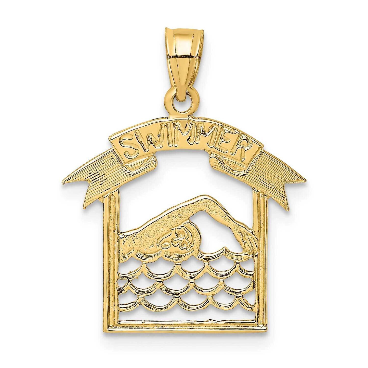Swimmer In Frame Charm 14k Gold D4271, MPN: D4271, 637218019199