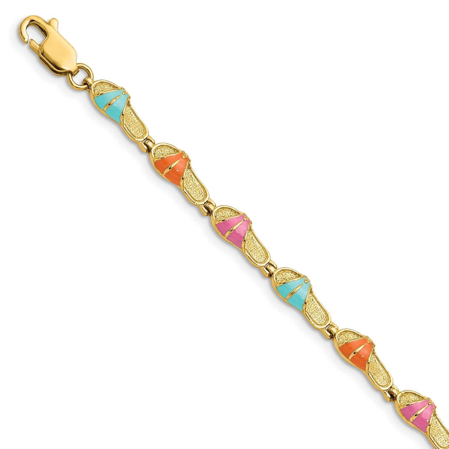 Multi-Color Enamel Sandal Bracelet 14k Gold FB1568-7.25, MPN: FB1568-7.25, 883957946160