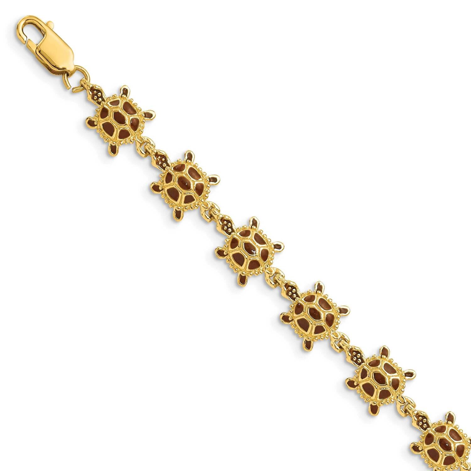 Brown Enamel Sea Turtle Bracelet 14k Gold FB1570-7.5, MPN: FB1570-7.5, 637218118502