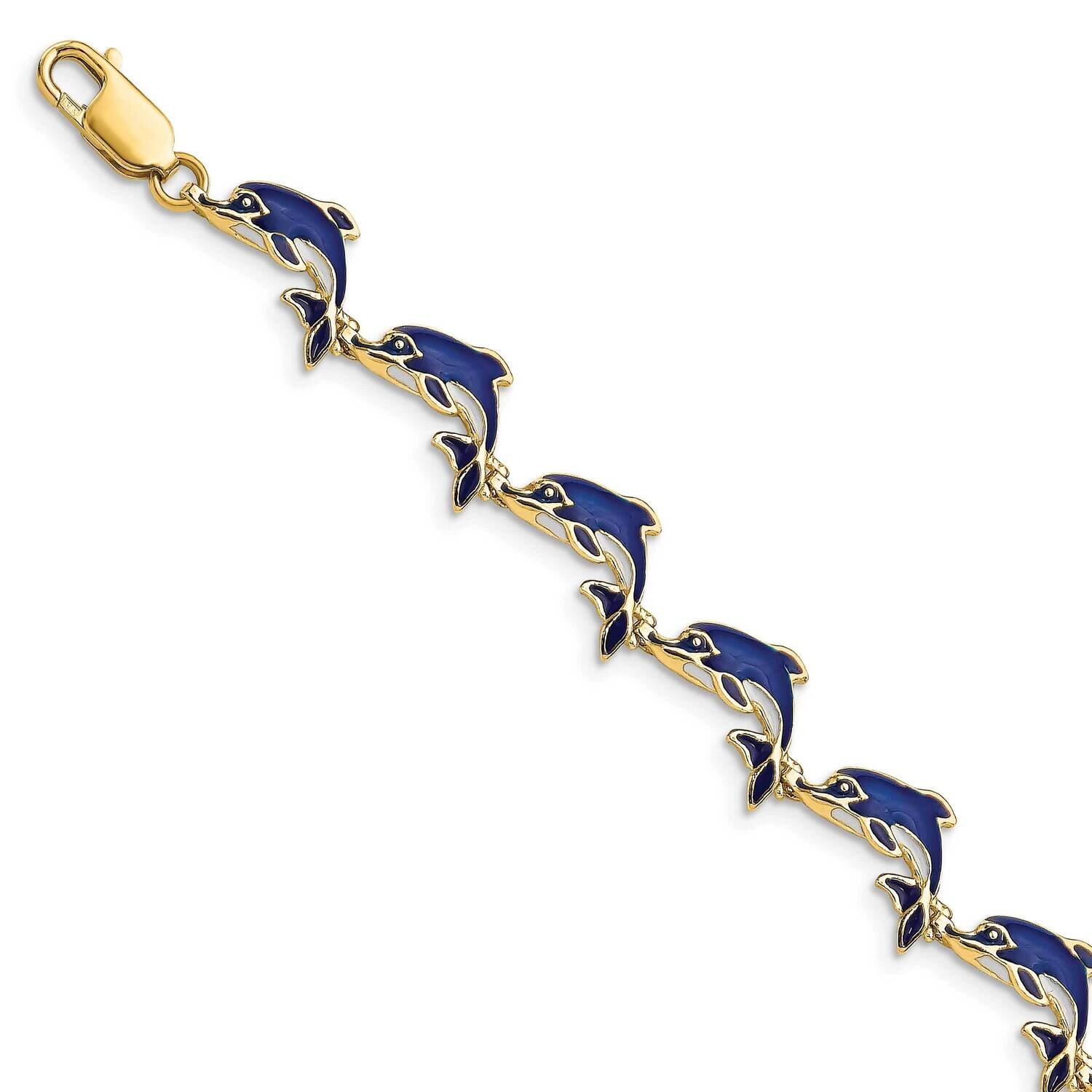 Dolphin Bracelet 14k Gold Enamel FB1576-7.25
