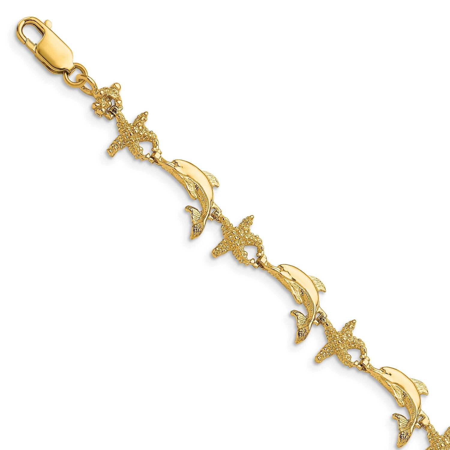 Dolphin Starfish Bracelet 14k Gold FB1606-7.5