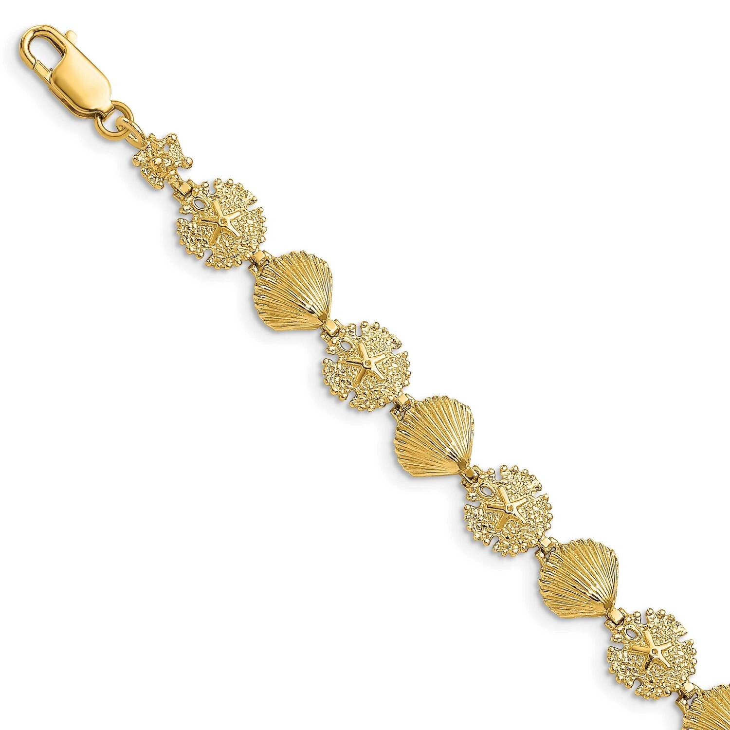 Scallop Shell Sand Dollar Bracelet 14k Gold FB1616-7, MPN: FB1616-7, 191101009969