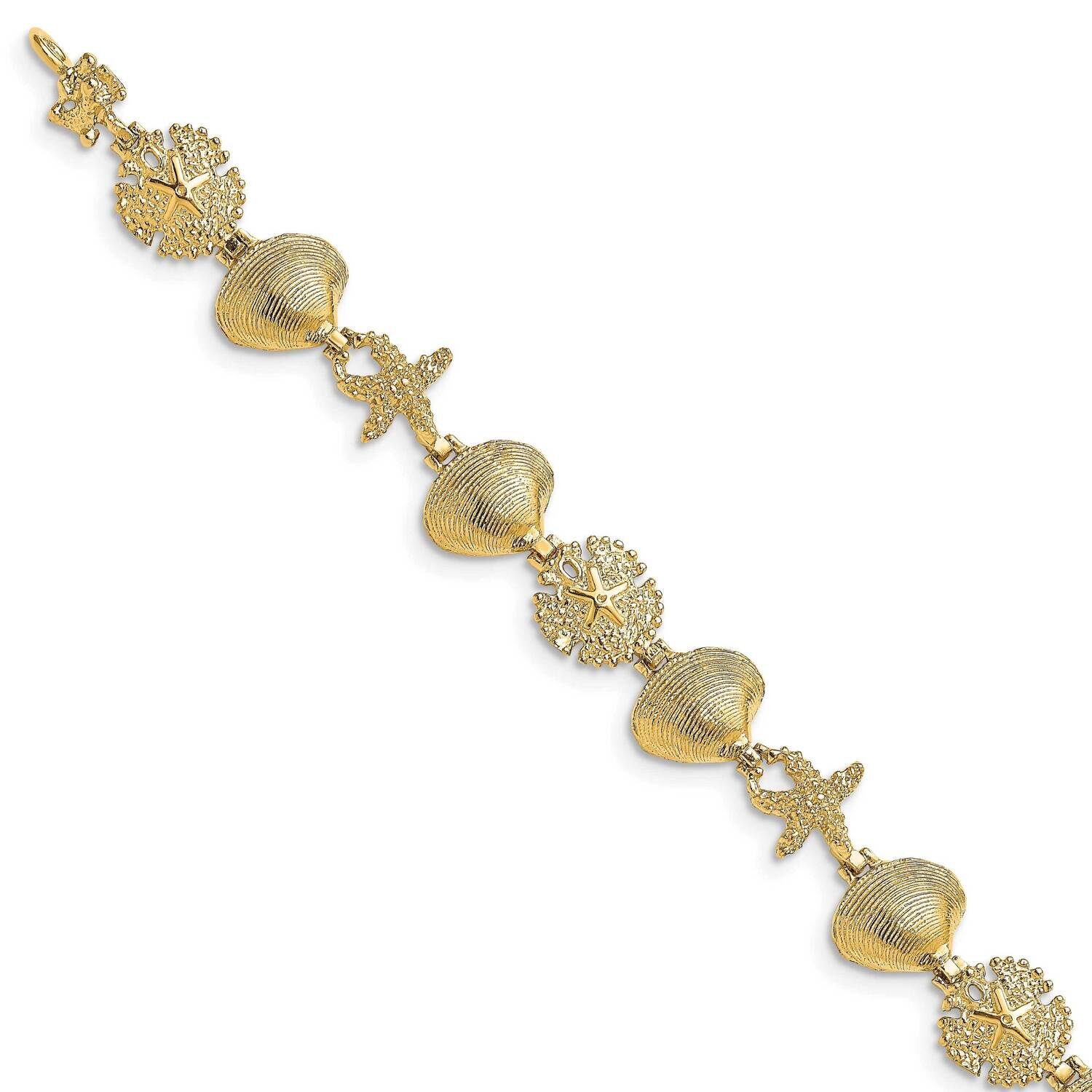 Sand Dolloar Clam Starfish Bracelet 14k Gold FB1631-7.25, MPN: FB1631-7.25, 883957945835