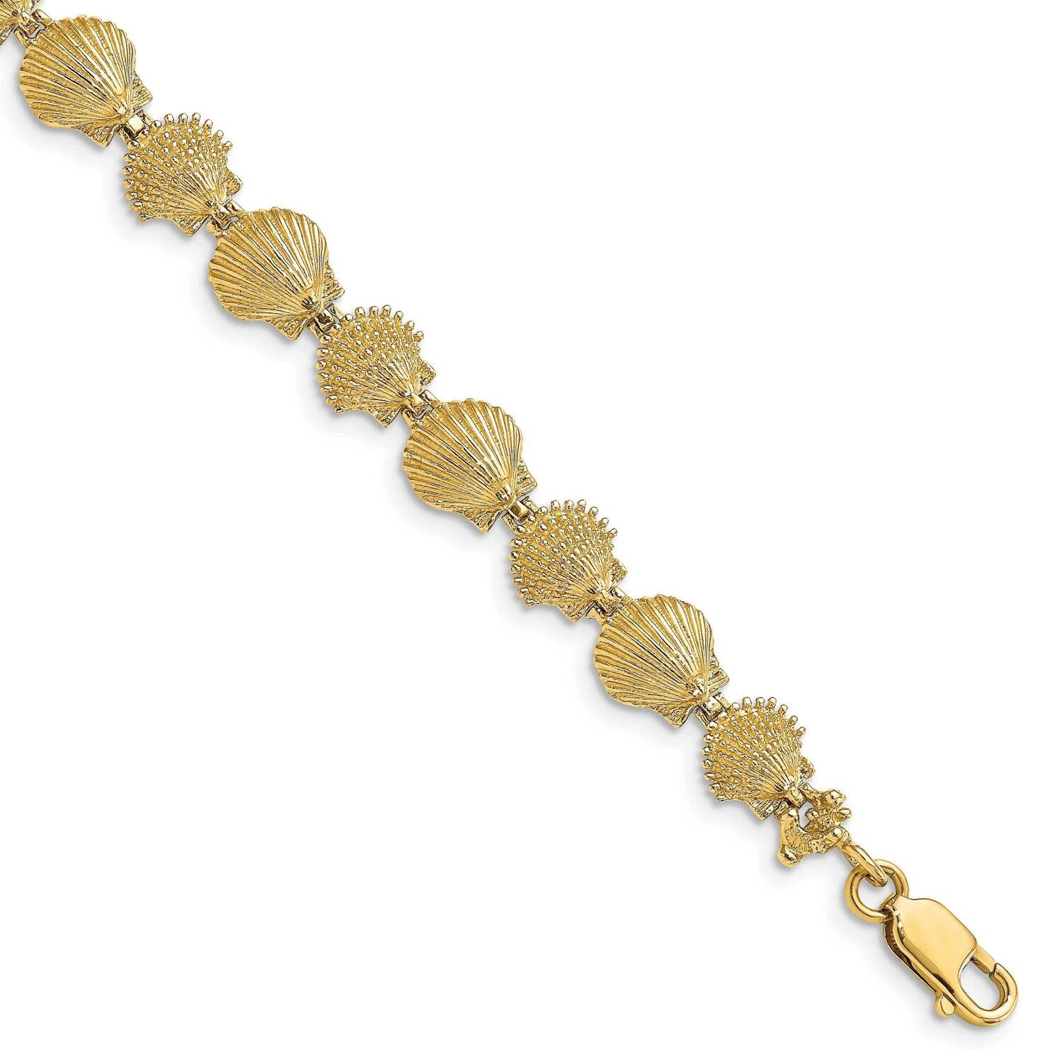 Scallop Shell Bracelet 14k Gold Polished &amp; Textured FB1699-7, MPN: FB1699-7, 637218037940