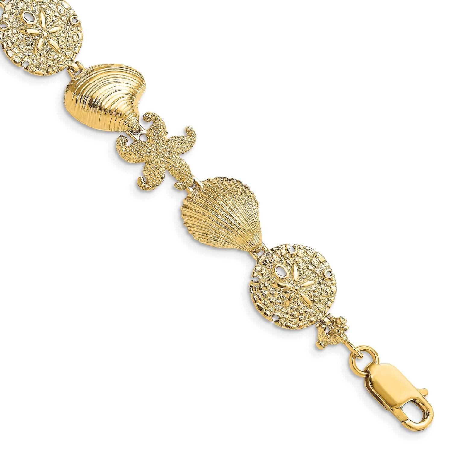 Starfish Shell Clam Link Bracelet 14k Gold FB1703-7.5, MPN: FB1703-7.5, 637218039166