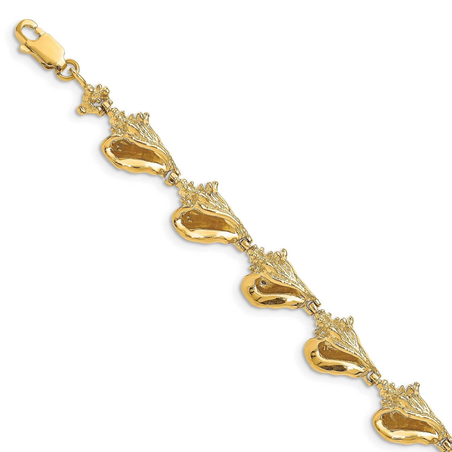 Conch Shell Link Bracelet 14k Gold 3-D FB1705-7.25