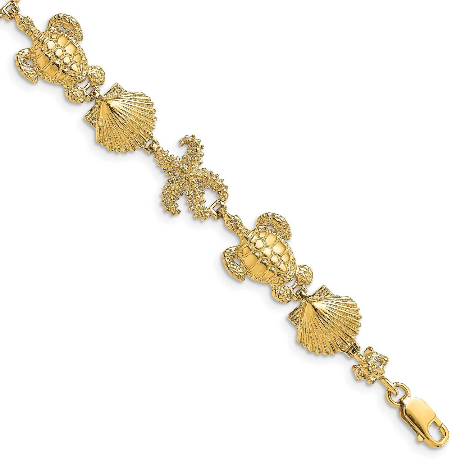 Turtle Shell Starfish Bracelet 14k Gold Polished FB1754-7.5, MPN: FB1754-7.5, 63721806450