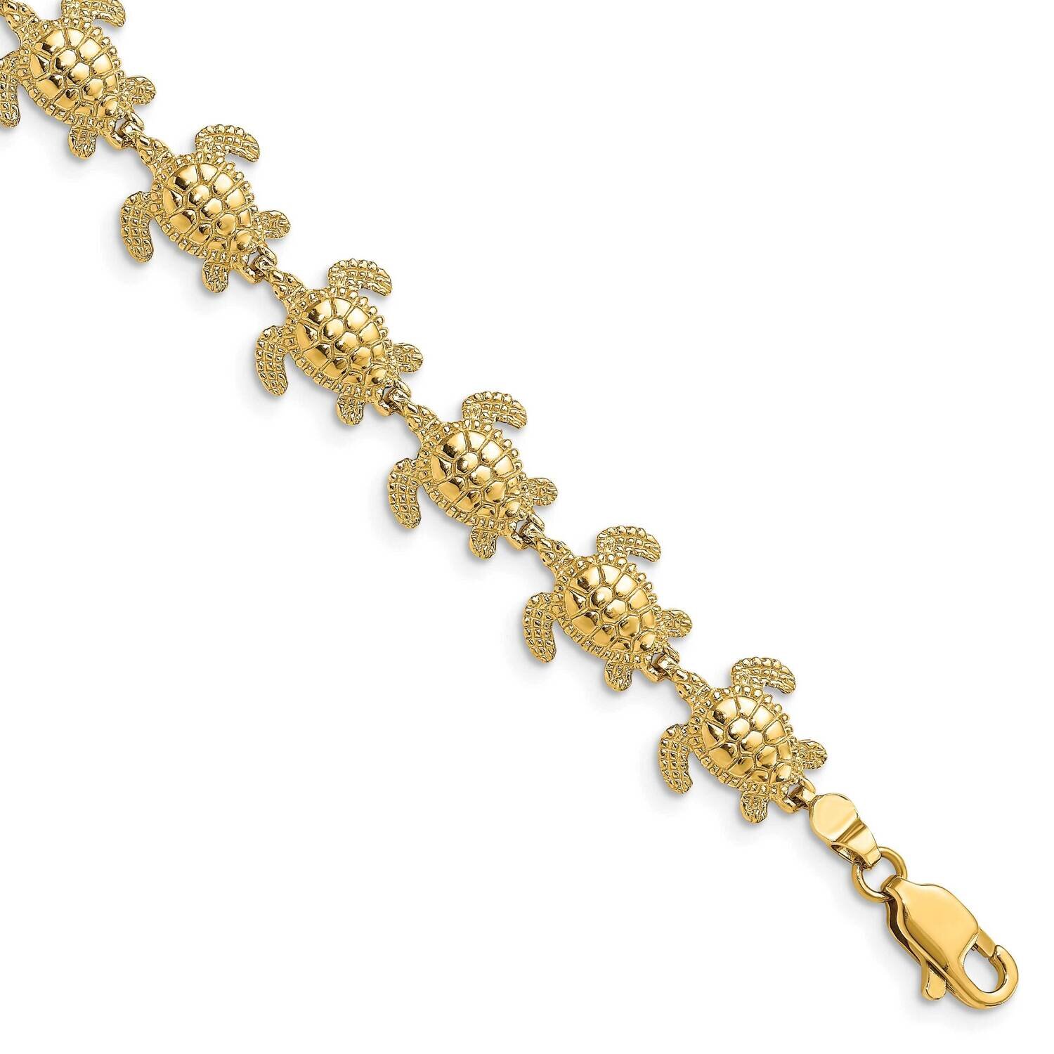 Mini Sea Turtle Link Bracelet 14k Gold Polished FB1777-7.25