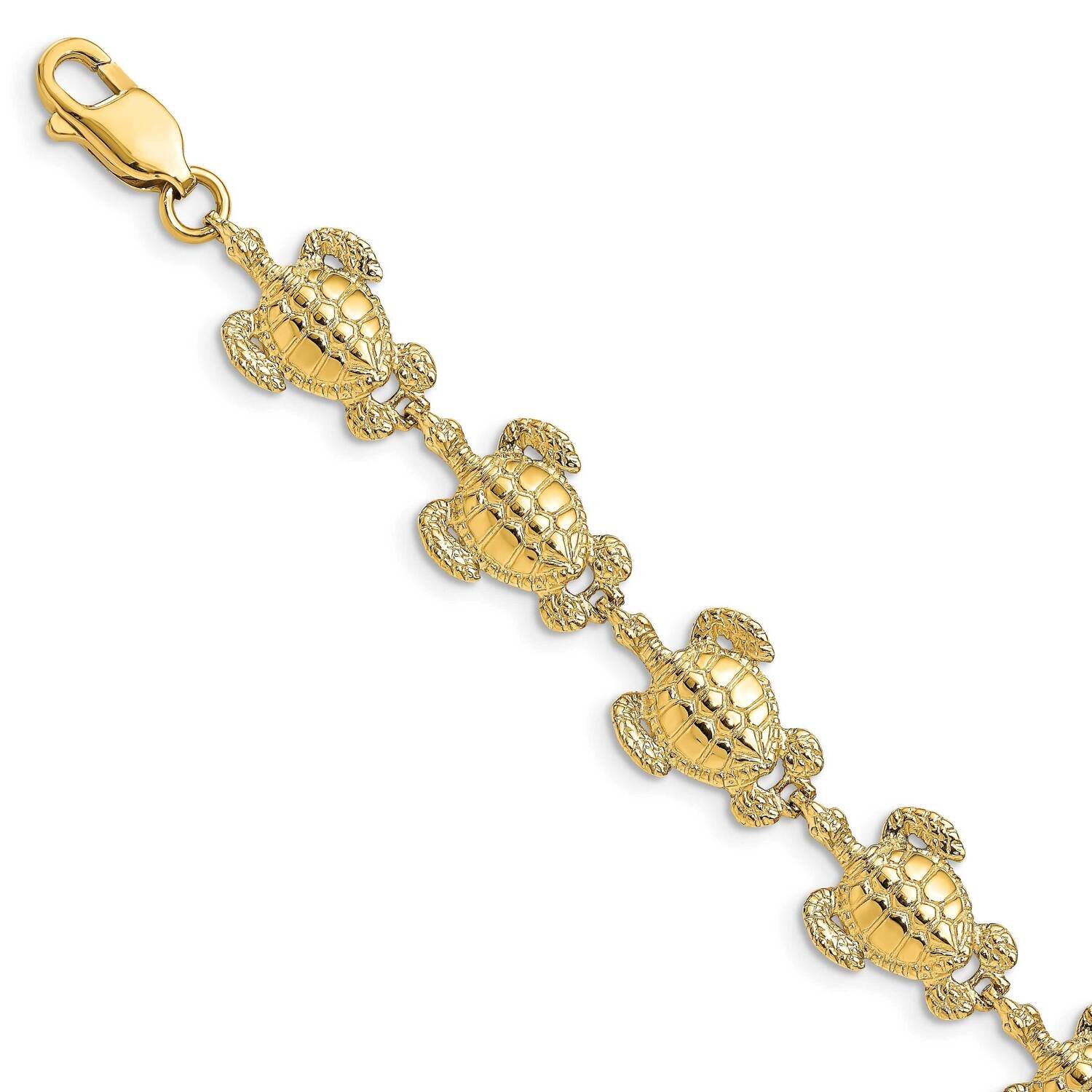 Sea Turtle Bracelet 14k Gold Polished & Textured FB1816-7.25
