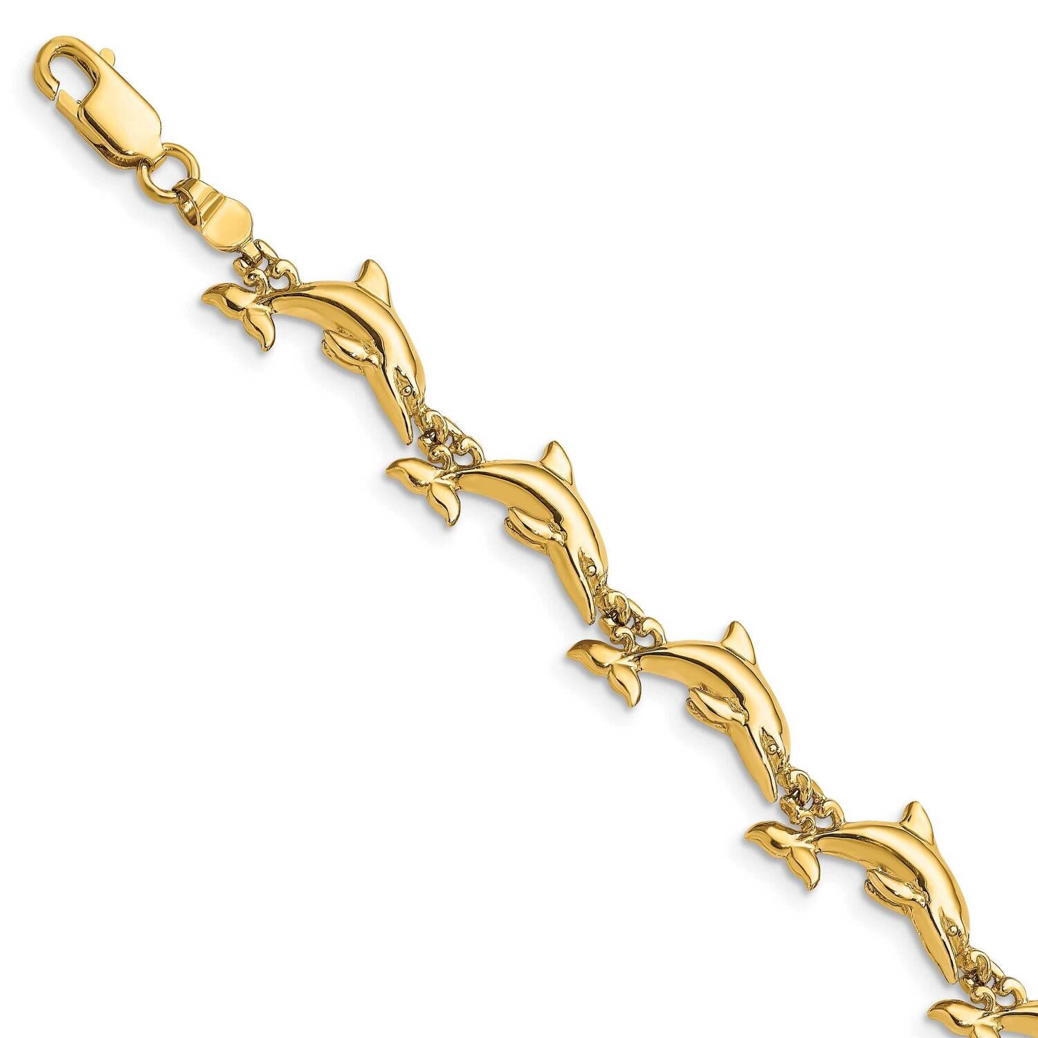 3-D Reversible Dolphin Bracelet 14k Gold Polished FB1827-7, MPN: FB1827-7, 63721812154