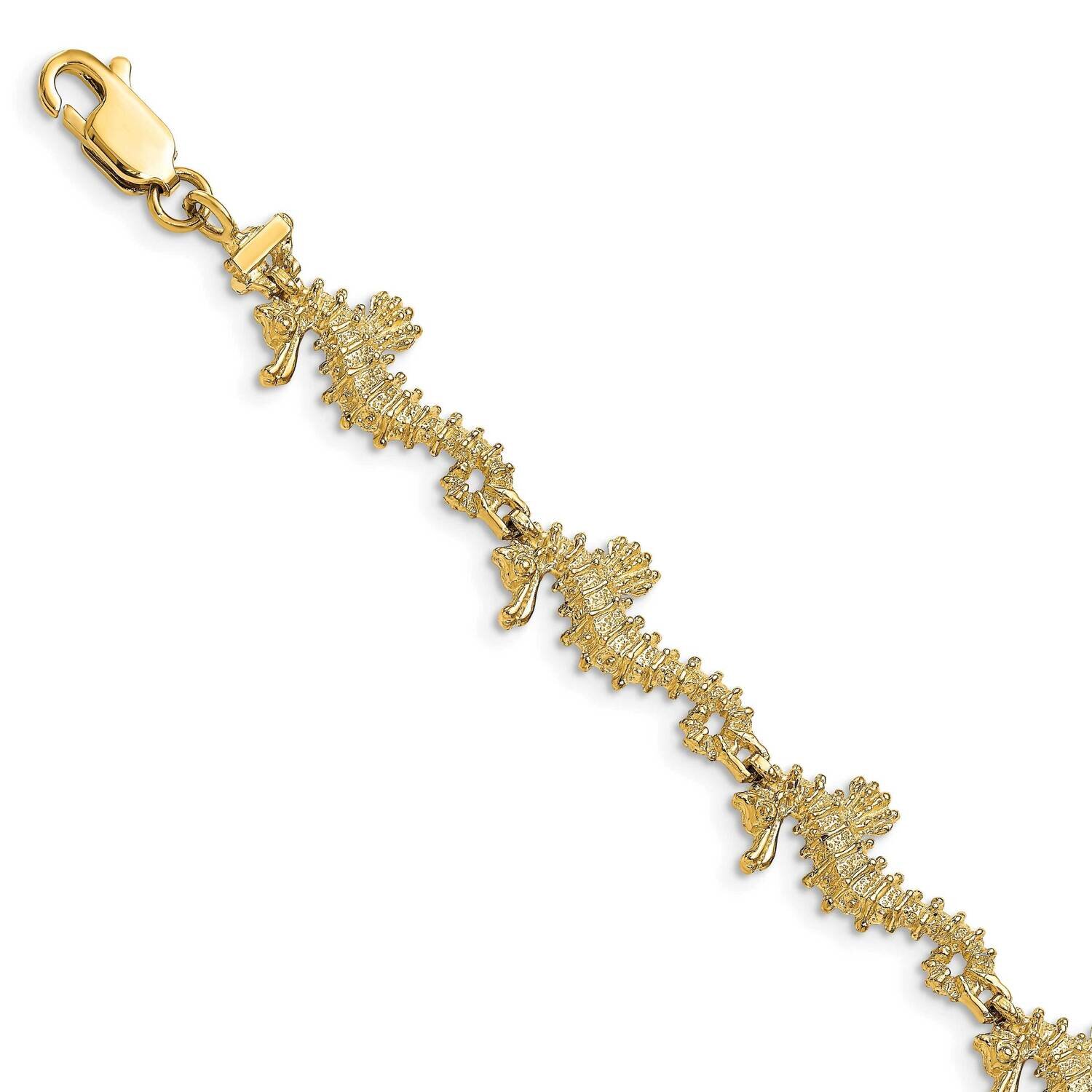 3-D Seahorse Bracelet 14k Gold Textured FB1829-7.5