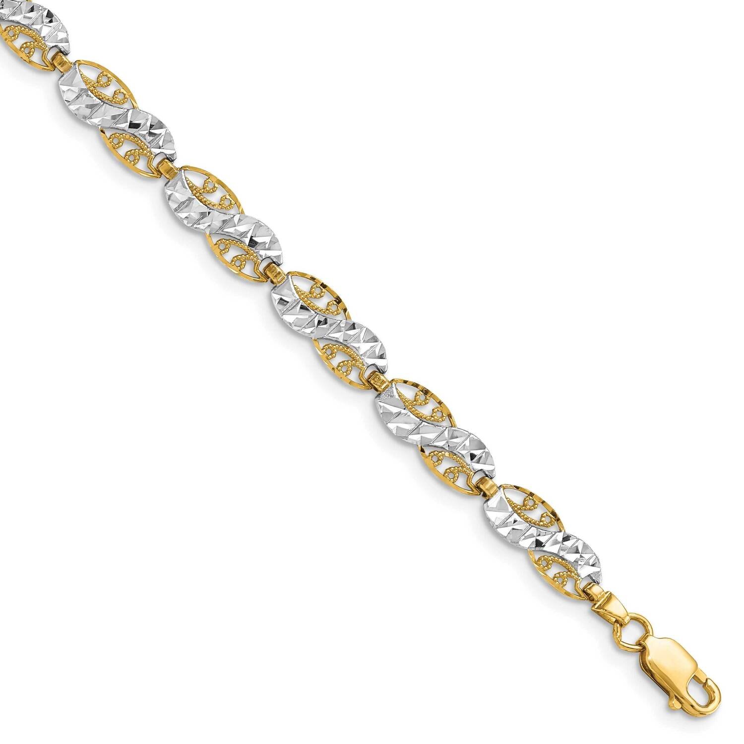 Filigree Link Bracelet 14k Gold Rhodium Diamond-cut FB1860-7.5, MPN: FB1860-7.5, 637218096732