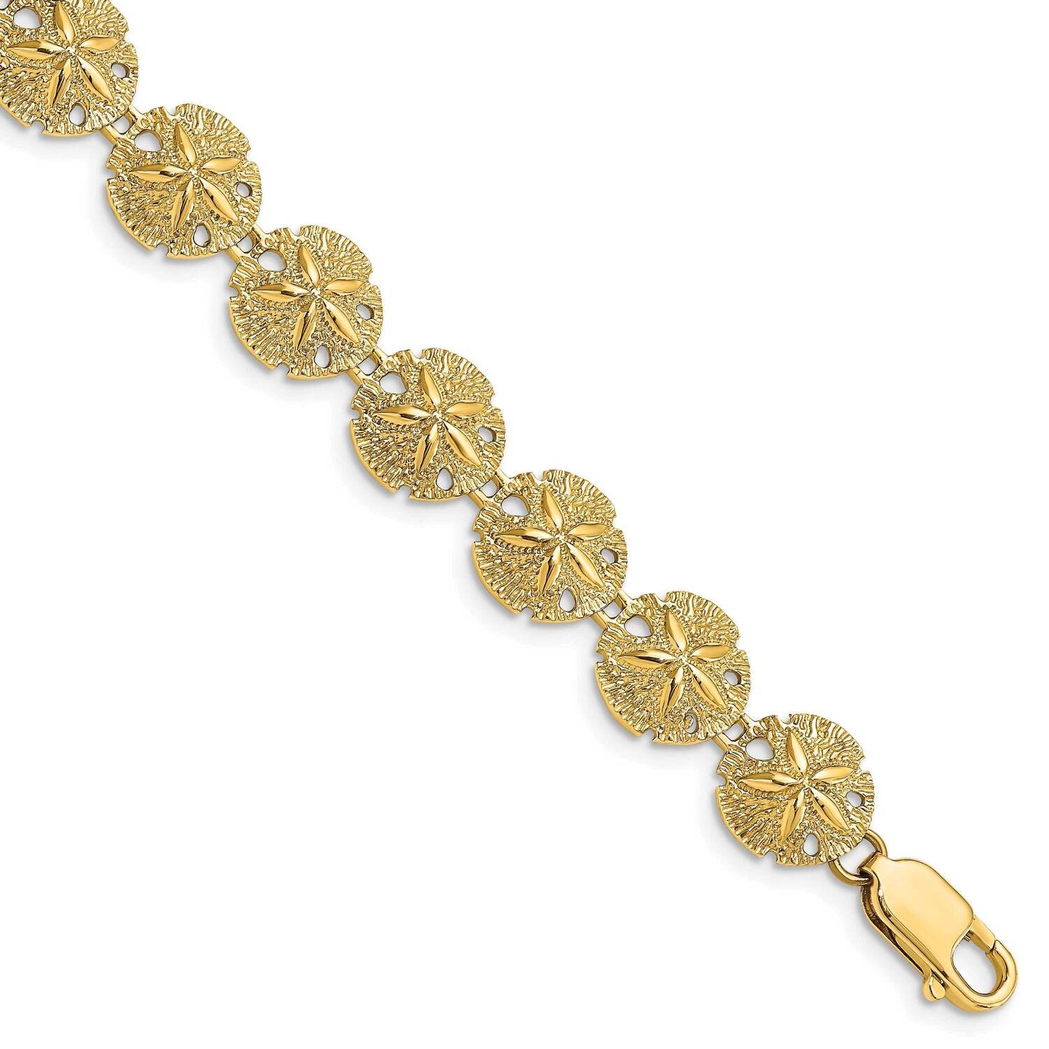 Sand Dollar Link Bracelet 14k Gold Polished & Textured FB1862-7