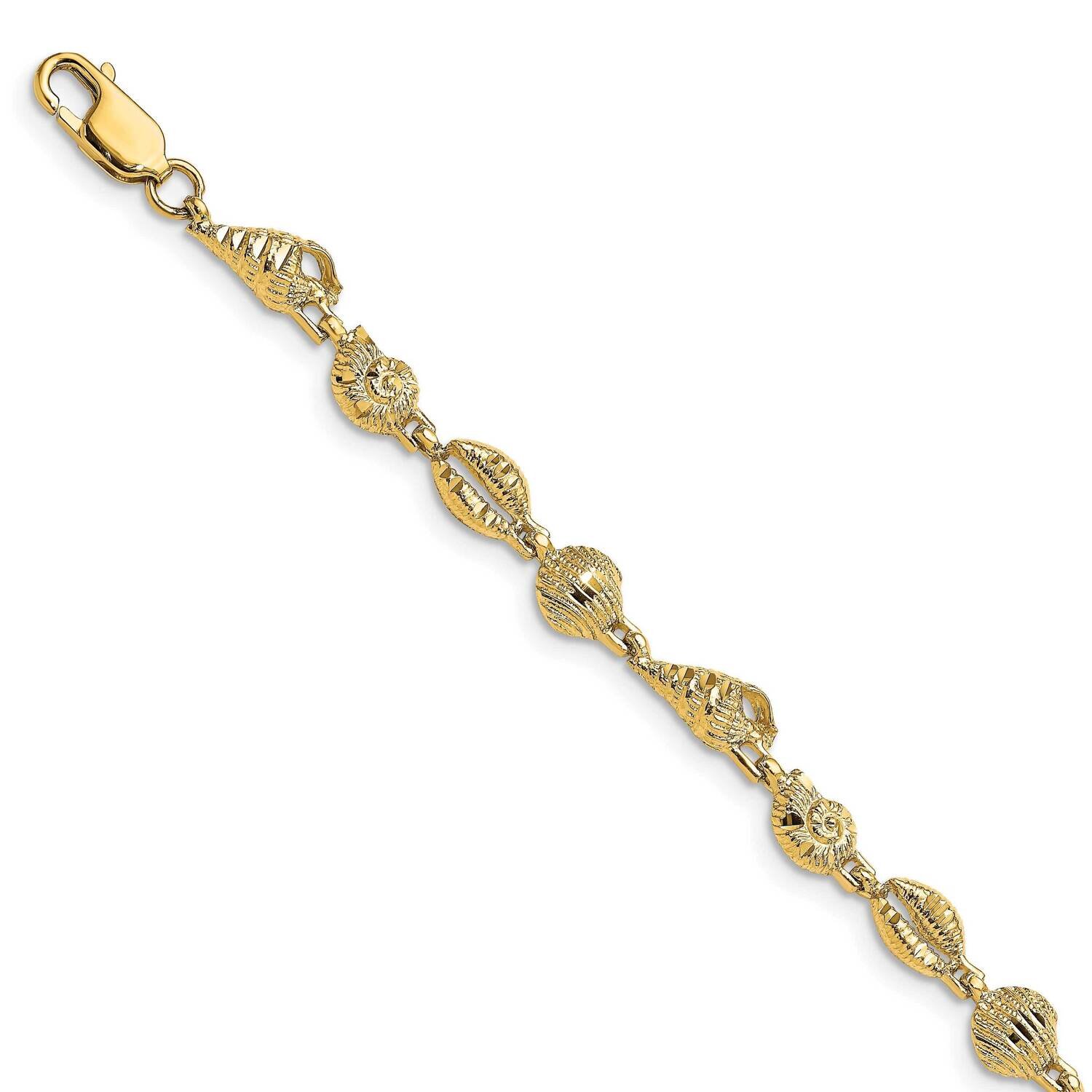 Mini Sea Snail Conch Scallop Sprial Link Bracelet 14k Gold FB1865-7