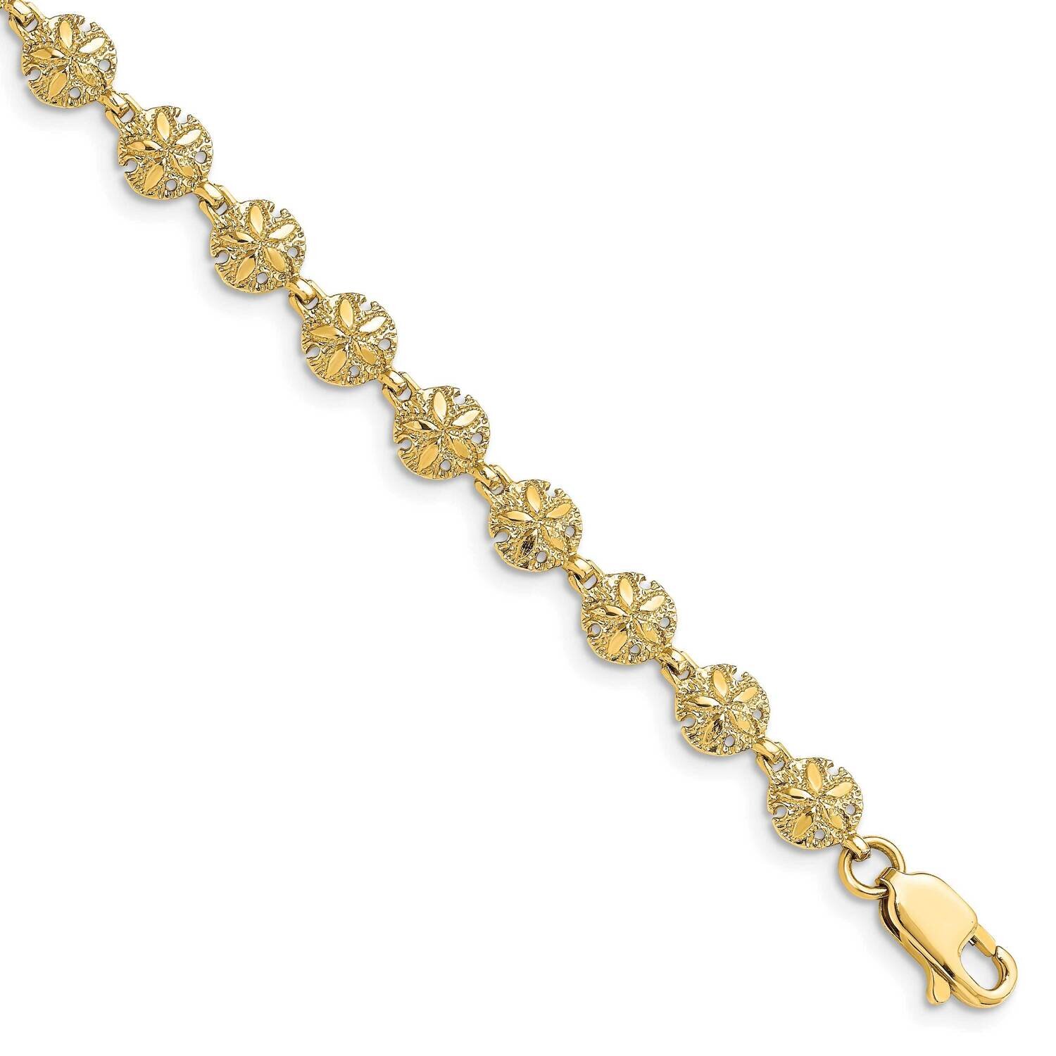 Texutred Mini Sand Dollar Bracelet 14k Gold Polished FB1866-7