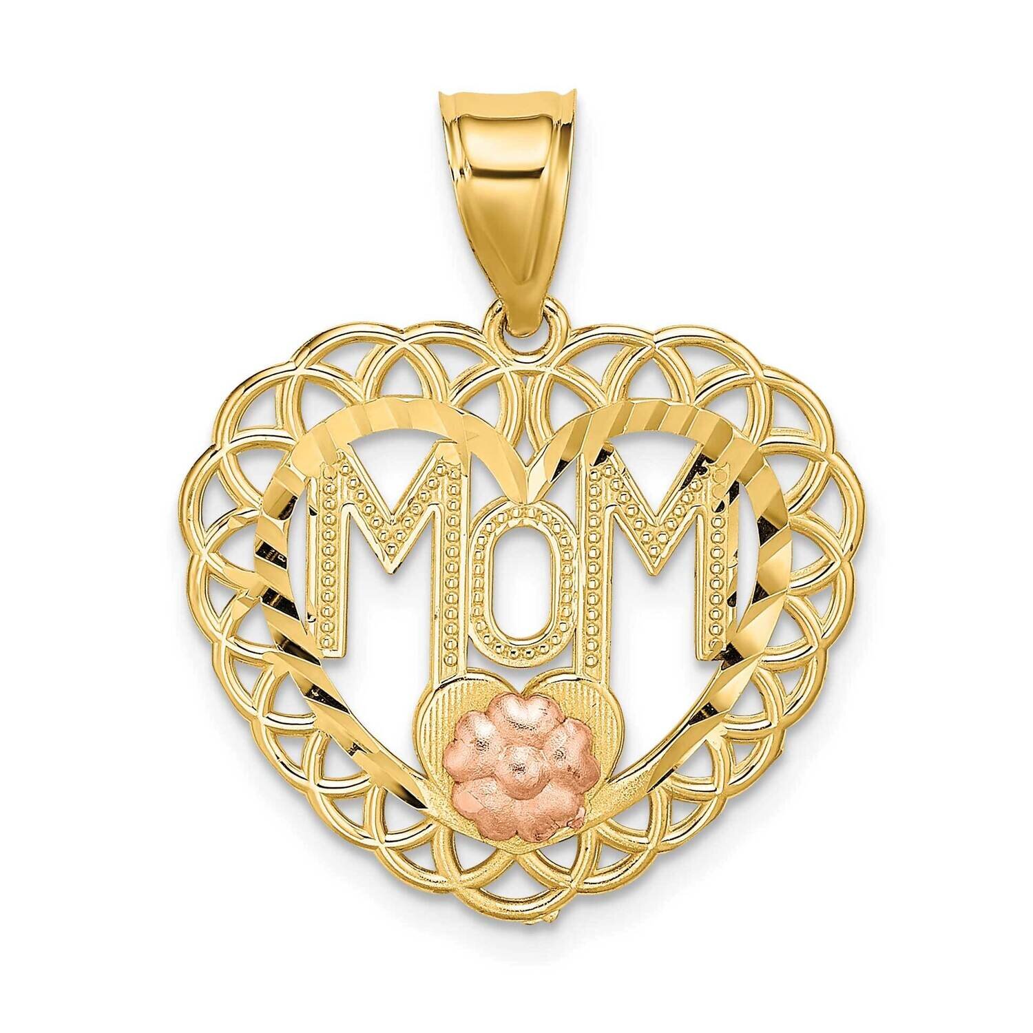 Mom In Heart Frame Charm 14k Two-tone Gold K1700