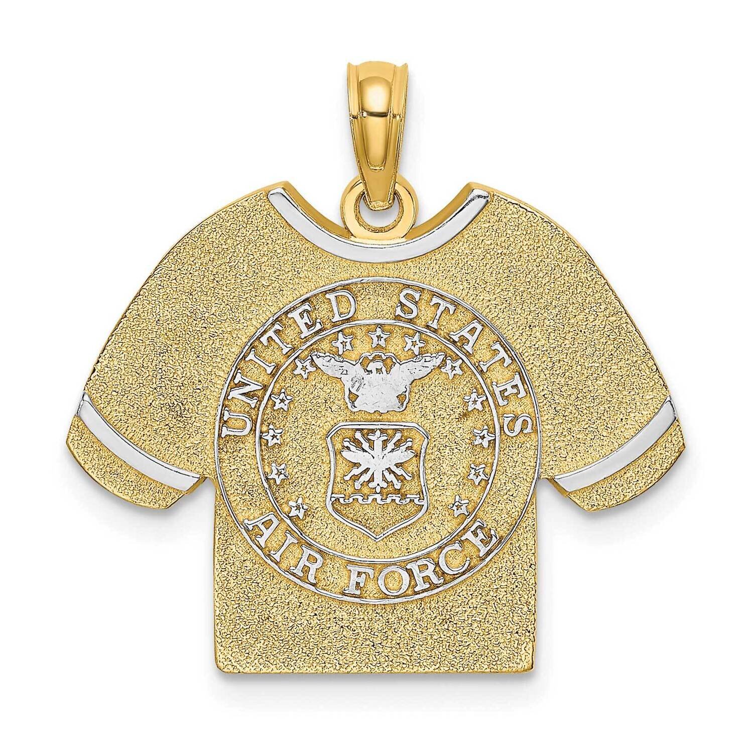 Us Air Force T-Shirt Charm 14k Gold Rhodium K1772, MPN: K1772, 637218108640