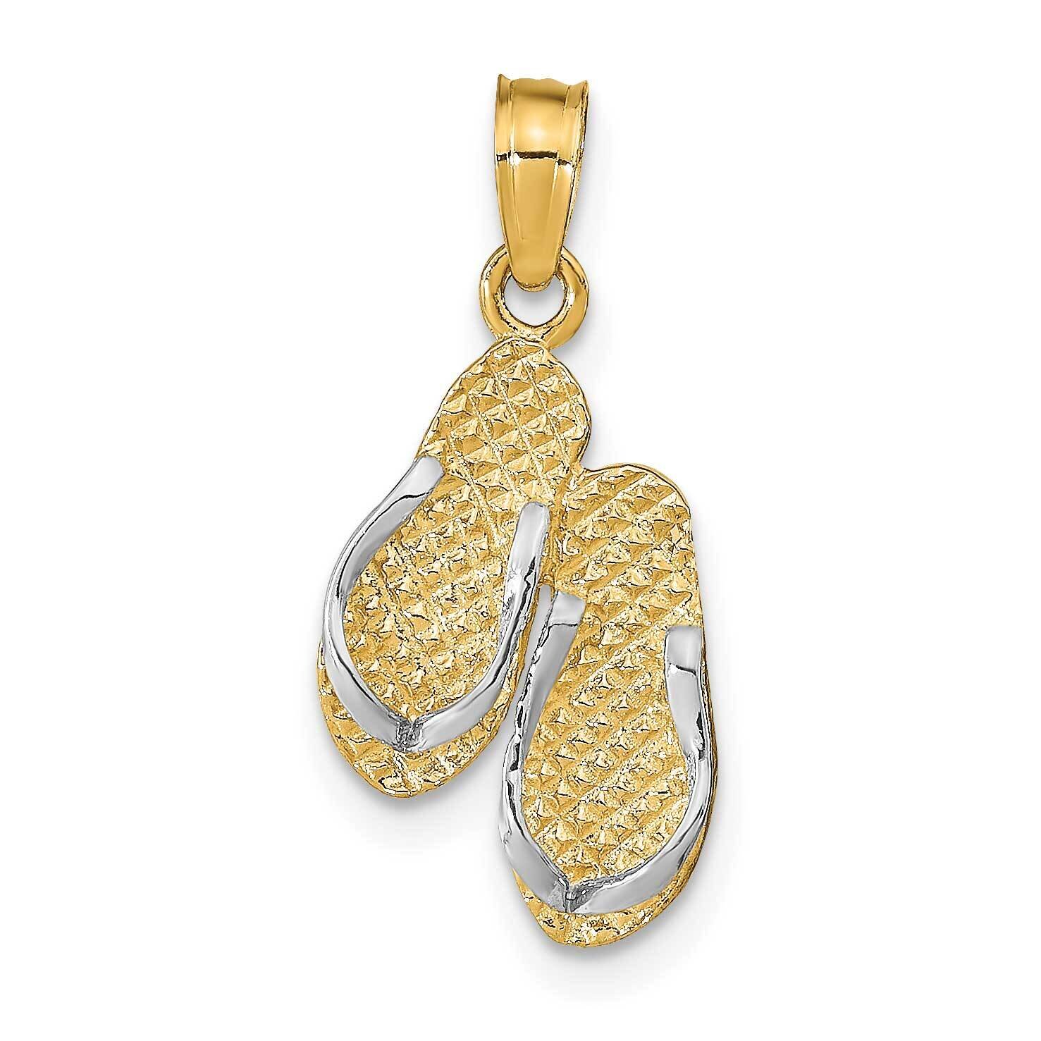 3-D Hawaii Double Flip-Flop Pendant 14k Gold Rhodium K1871, MPN: K1871,