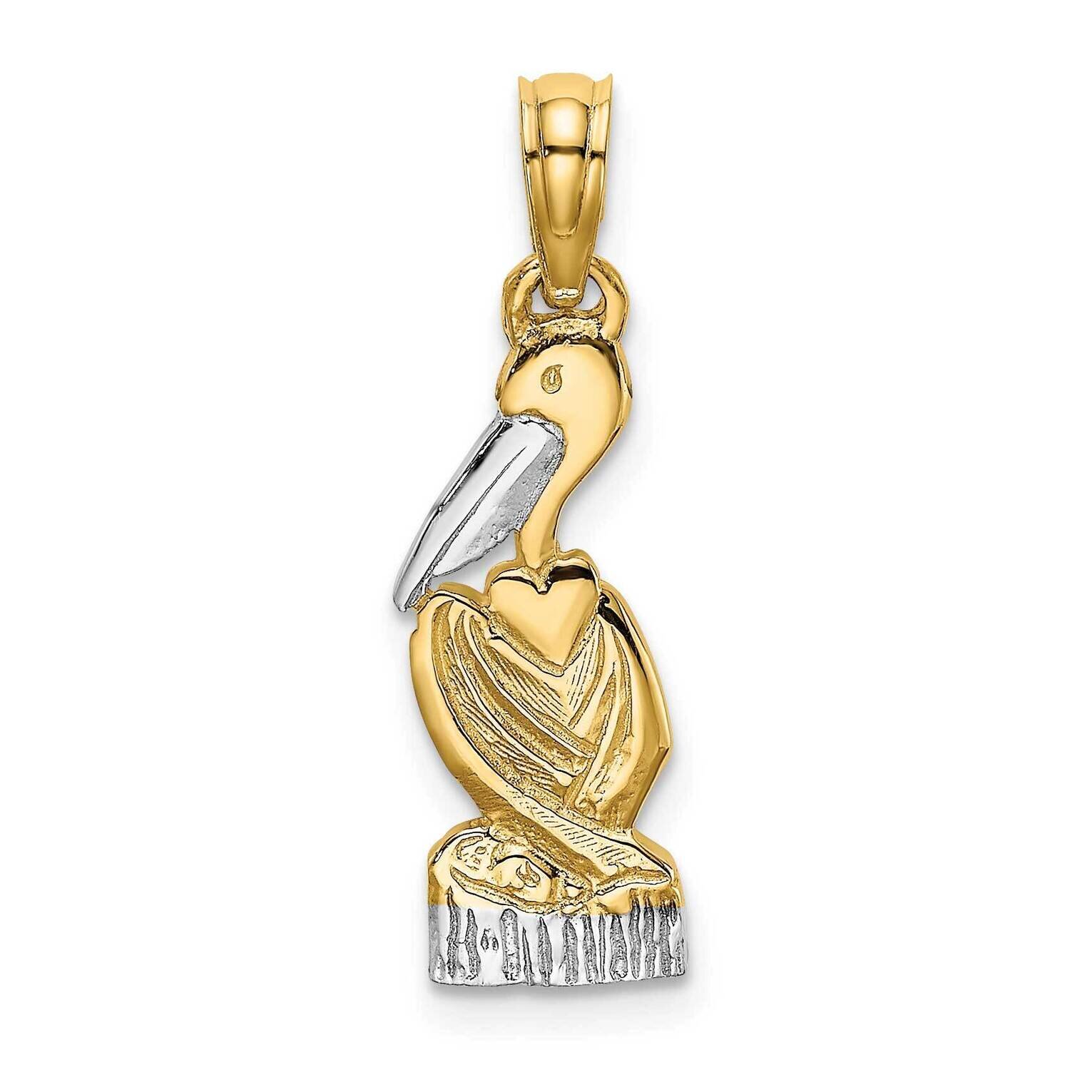 Pelican Standing Charm 14k Gold Rhodium K1906, MPN: K1906, 637218021994