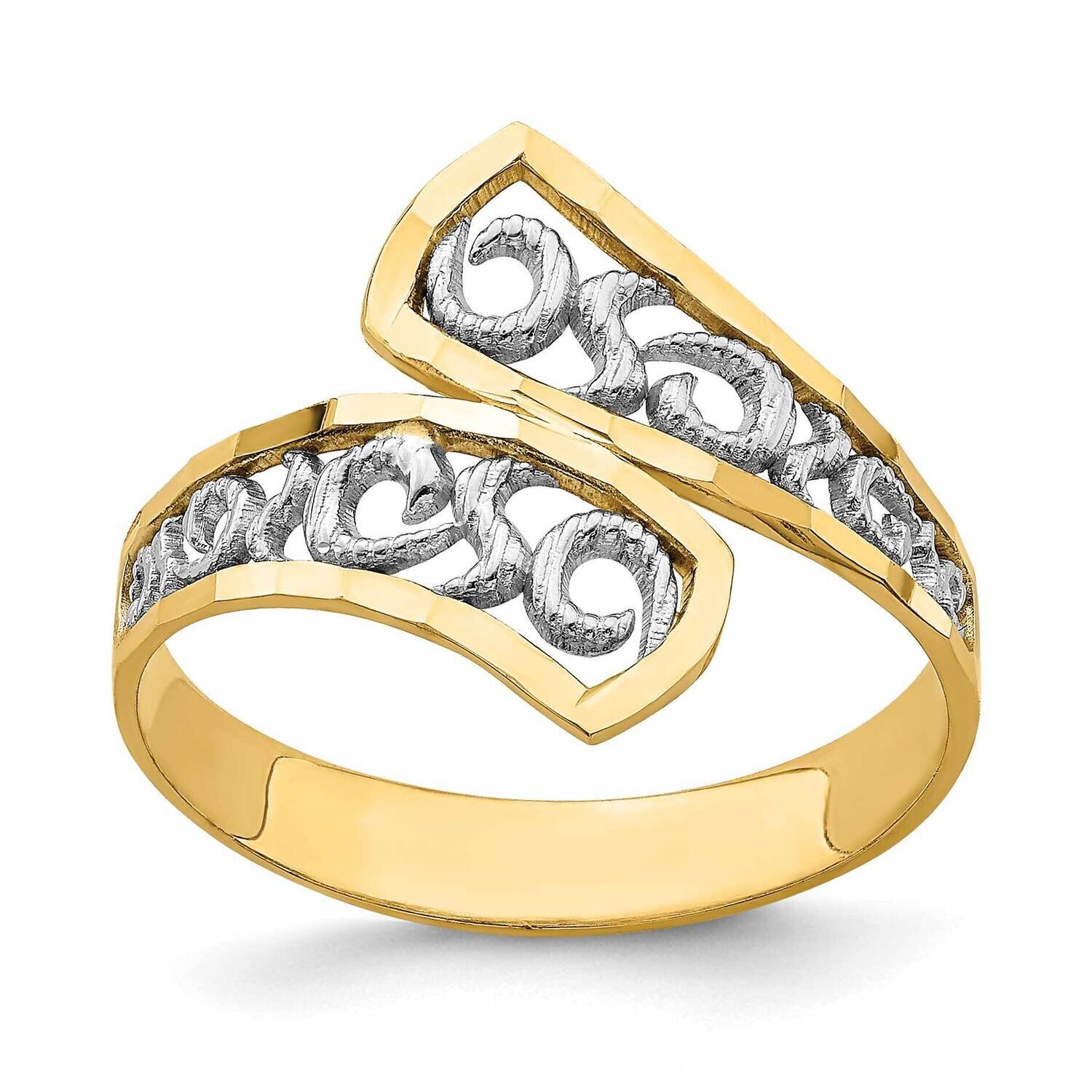 By-Pass Ring 14k Gold Diamond-cut Rhodium K2065, MPN: K2065, 637218085750