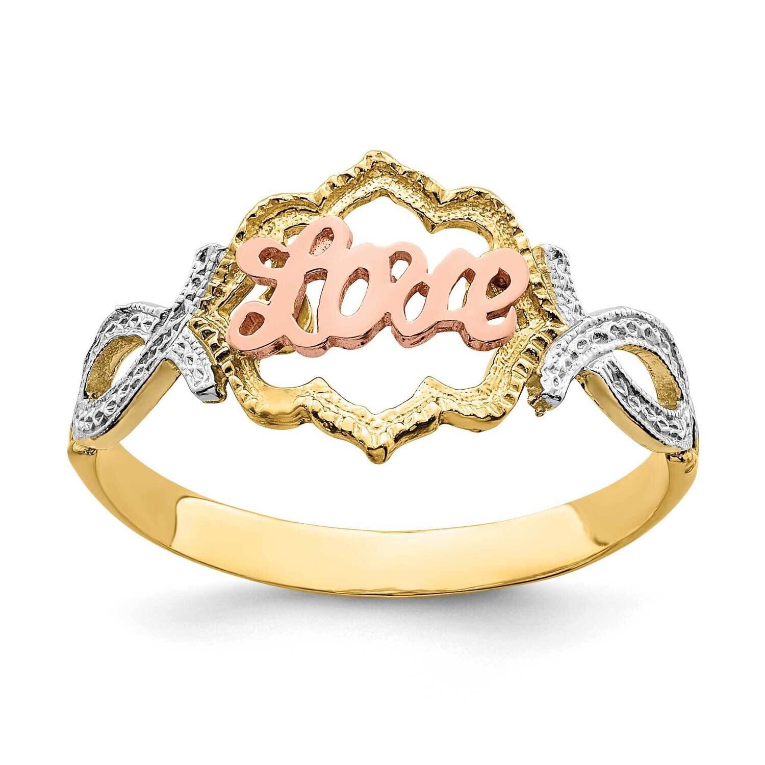 Rhodium Love Ring 14k Yellow &amp; Rose Gold K2075, MPN: K2075, 196904061817