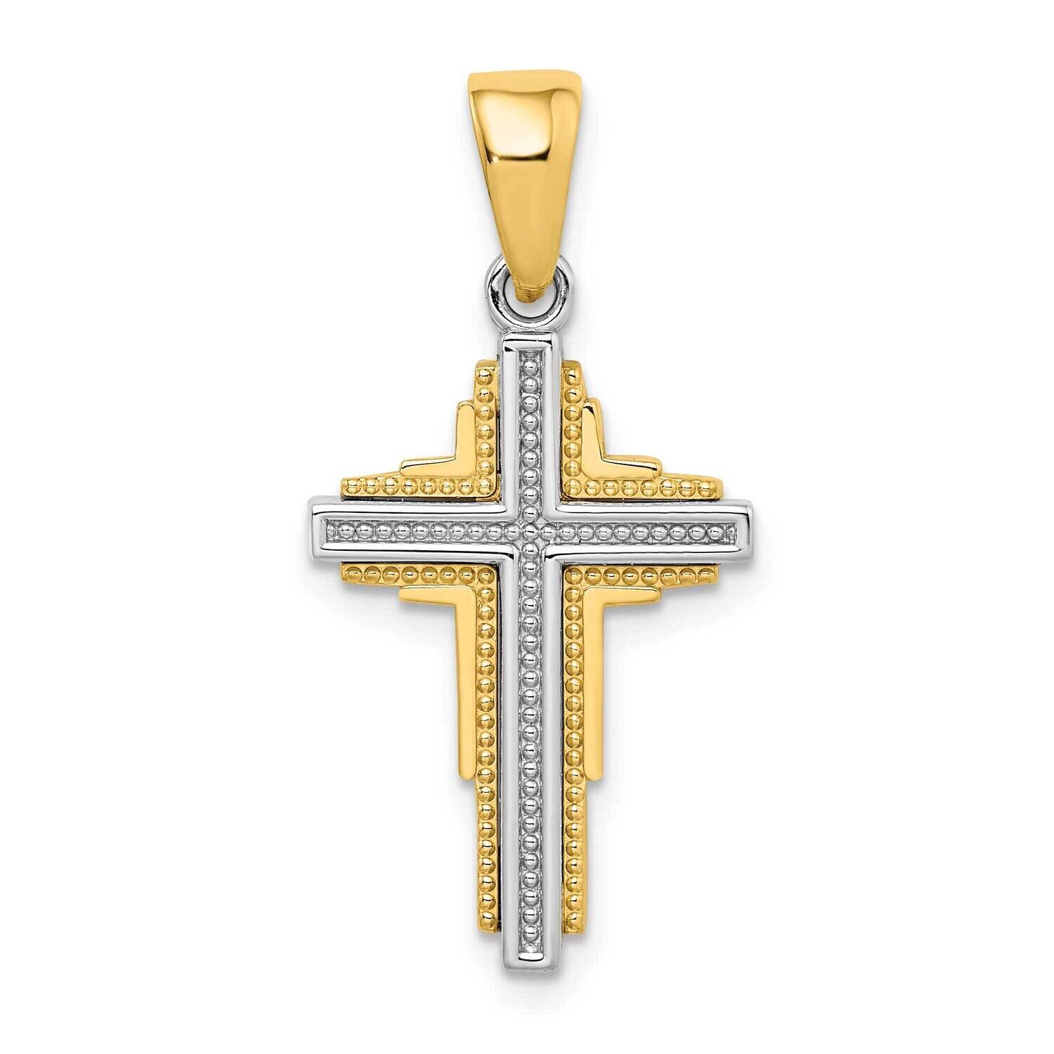 Beaded Cross Pendant 14k Two-tone Gold K2163, MPN: K2163,