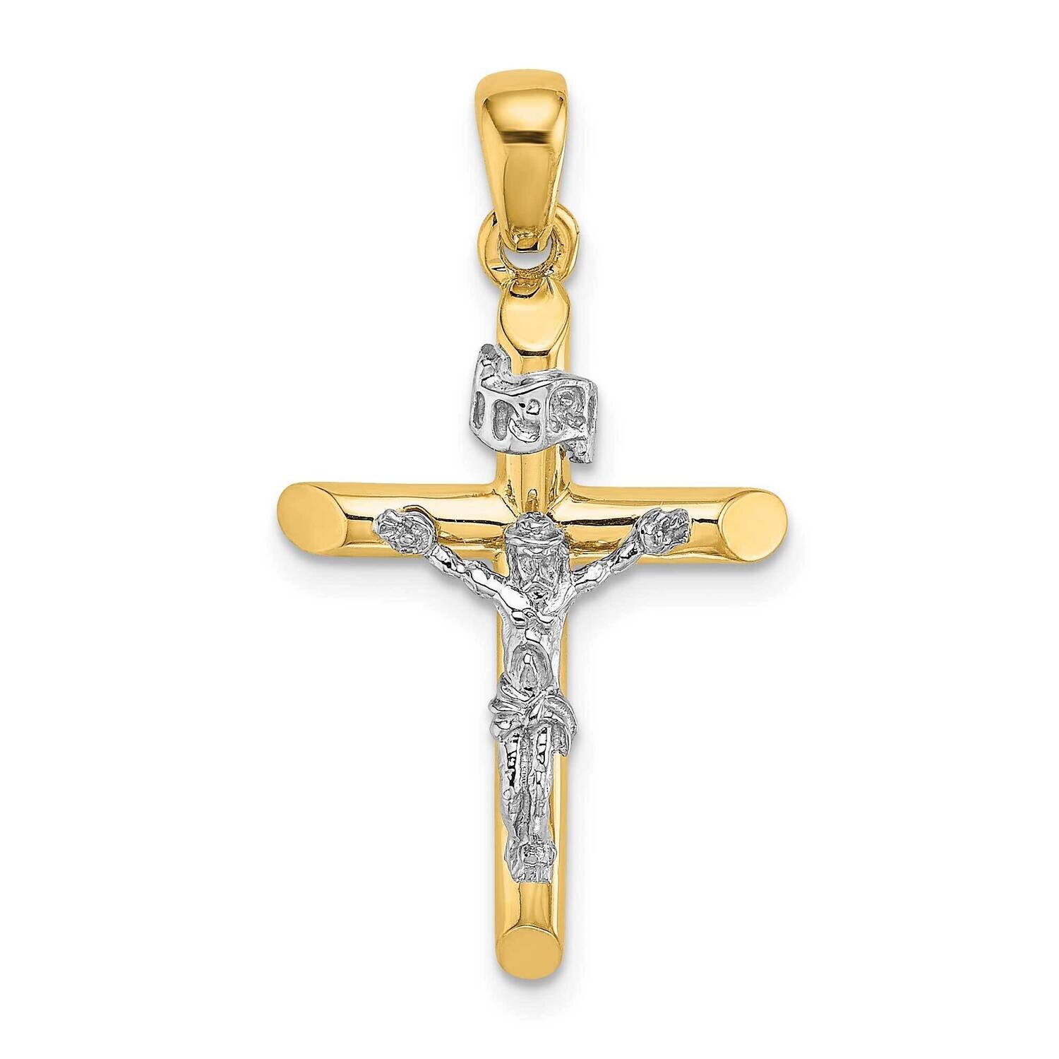 Inri Hollow Crucifix Charm 14k Gold Rhodium K2182, MPN: K2182, 637218088546